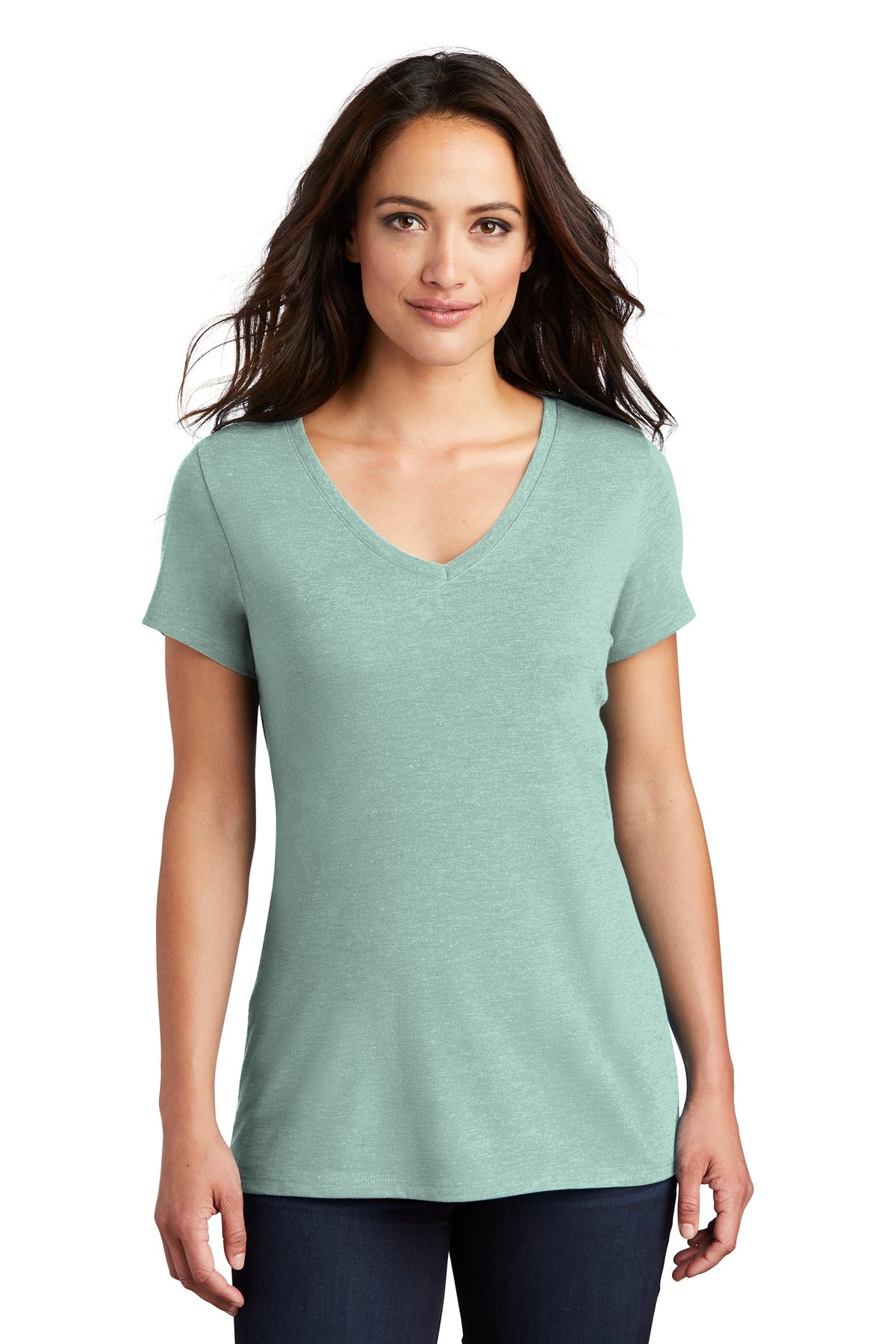 District Women's Perfect Tri V-Neck Tee. DM1350L Womens Apparel Shirts & Tops