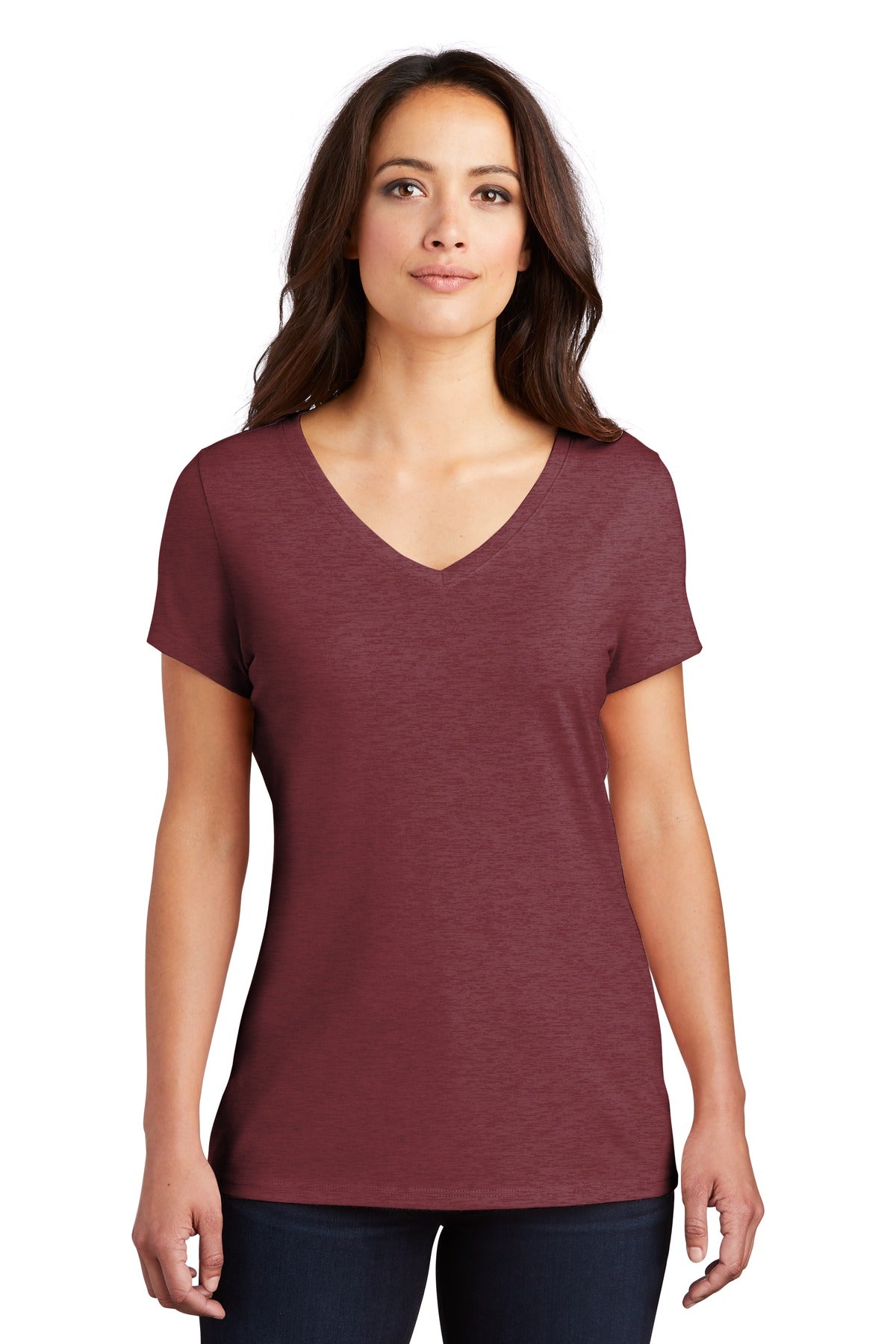 District Women's Perfect Tri V-Neck Tee. DM1350L Womens Apparel Shirts & Tops
