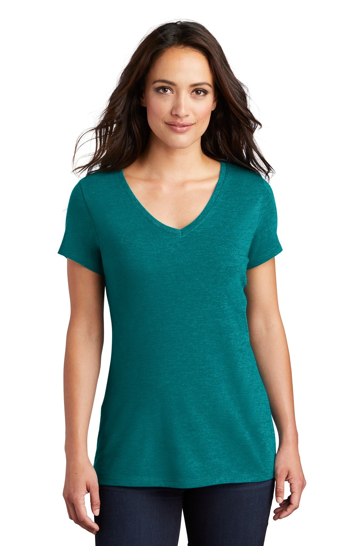 District Women's Perfect Tri V-Neck Tee. DM1350L Womens Apparel Shirts & Tops