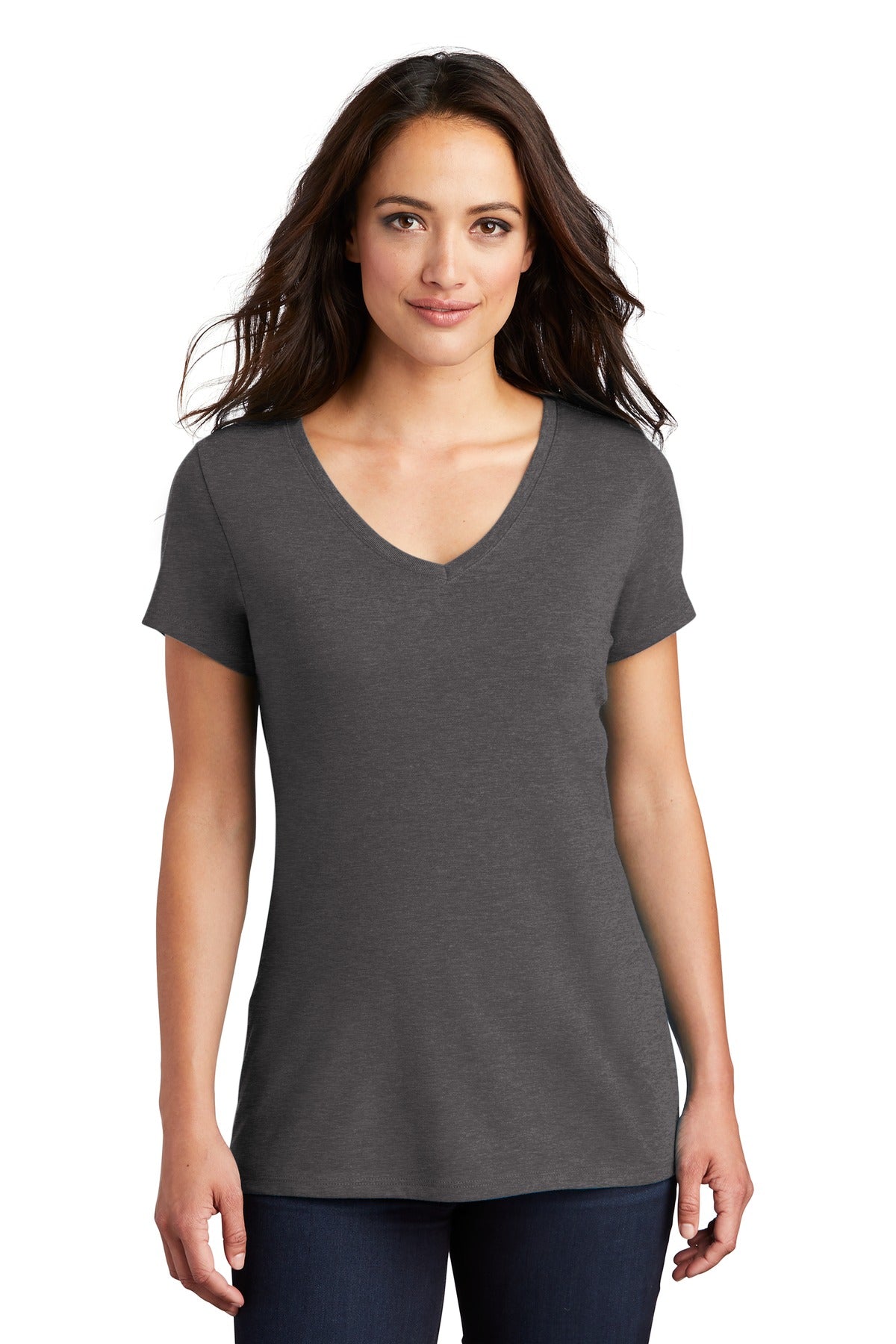 District Women's Perfect Tri V-Neck Tee. DM1350L Womens Apparel Shirts & Tops