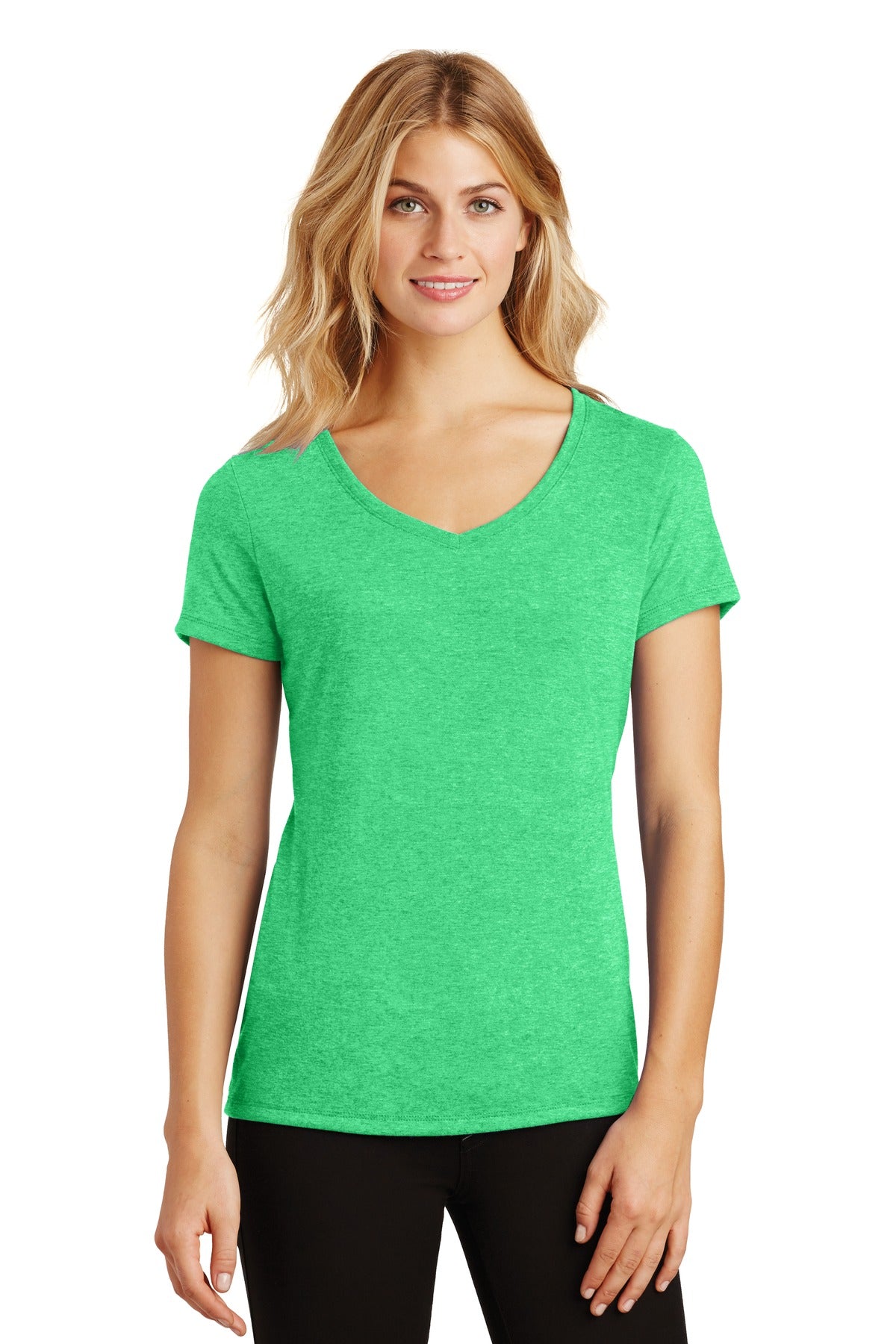 District Women's Perfect Tri V-Neck Tee. DM1350L 1of2 Womens Apparel Shirts & Tops