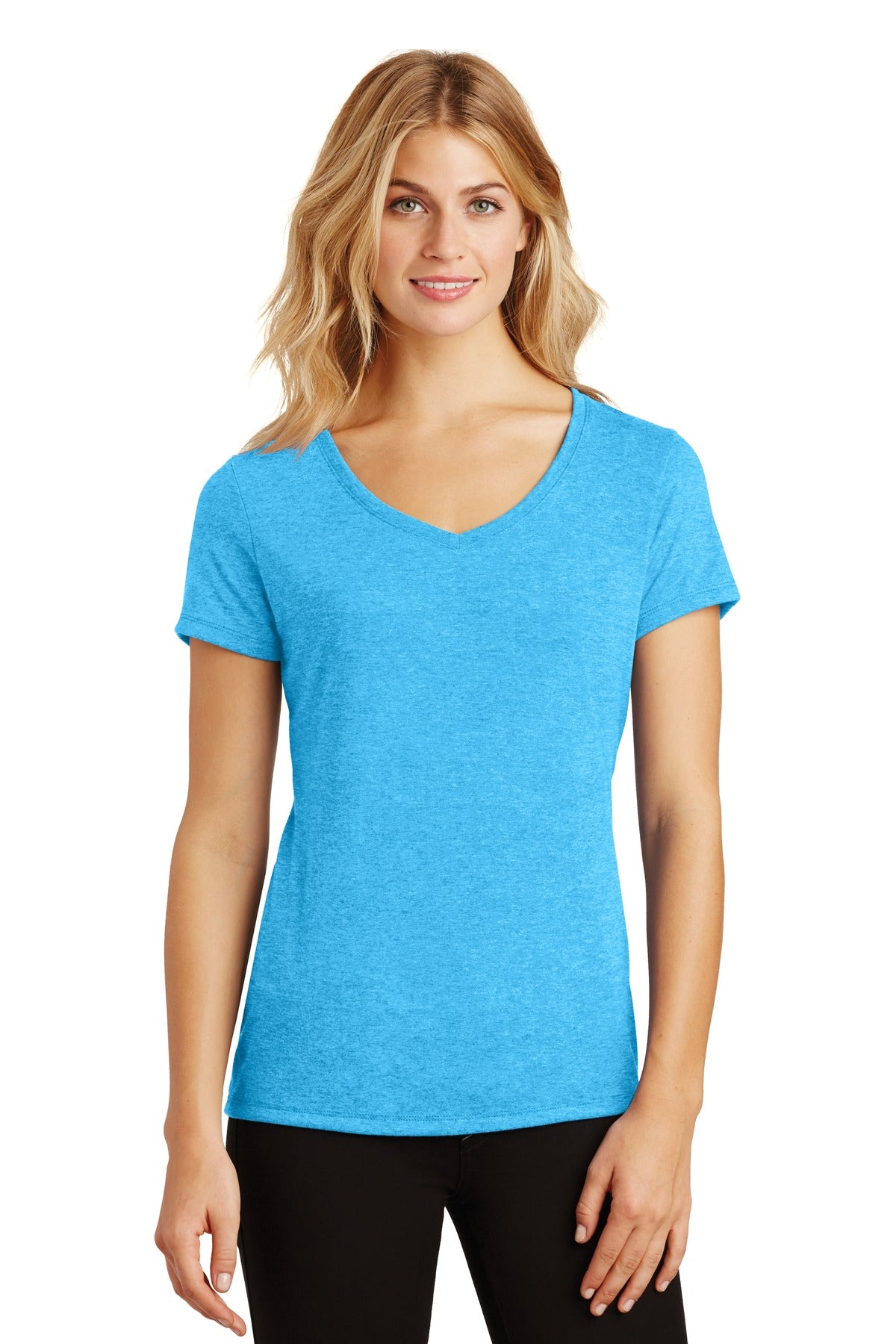 District Women's Perfect Tri V-Neck Tee. DM1350L Womens Apparel Shirts & Tops