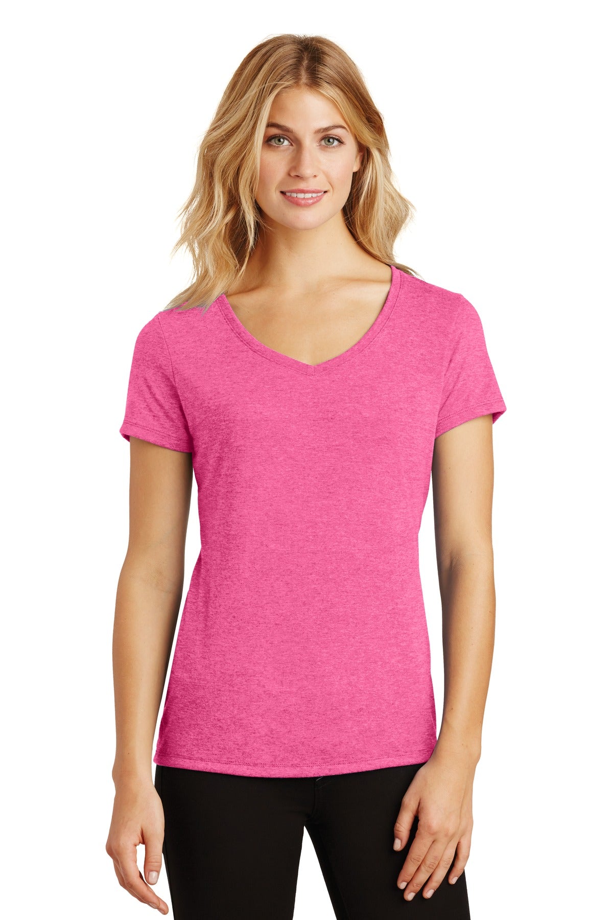 District Women's Perfect Tri V-Neck Tee. DM1350L 1of2 Womens Apparel Shirts & Tops