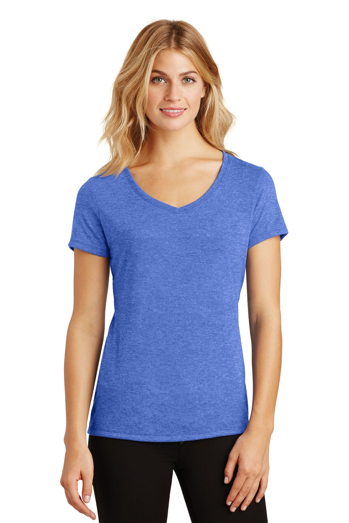 District Women's Perfect Tri V-Neck Tee. DM1350L Womens Apparel Shirts & Tops