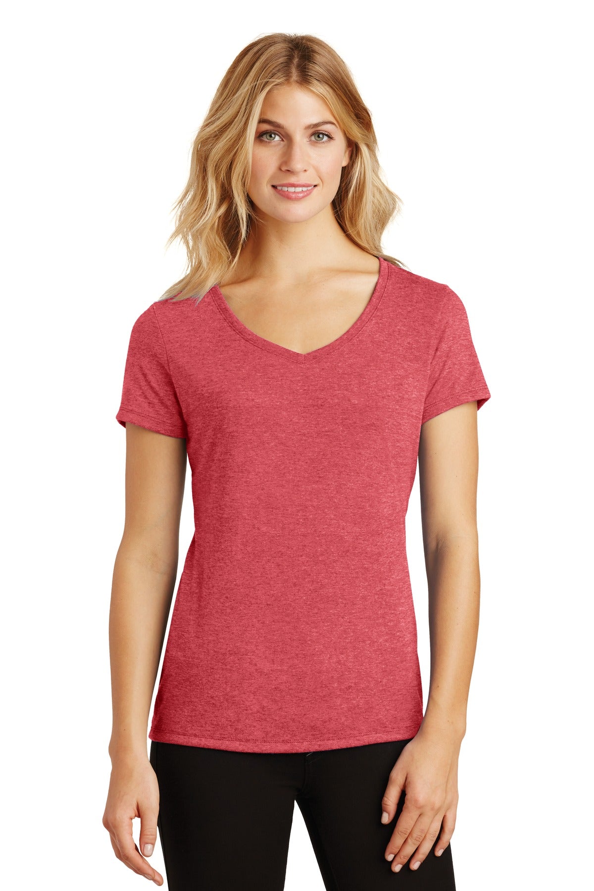 District Women's Perfect Tri V-Neck Tee. DM1350L Womens Apparel Shirts & Tops