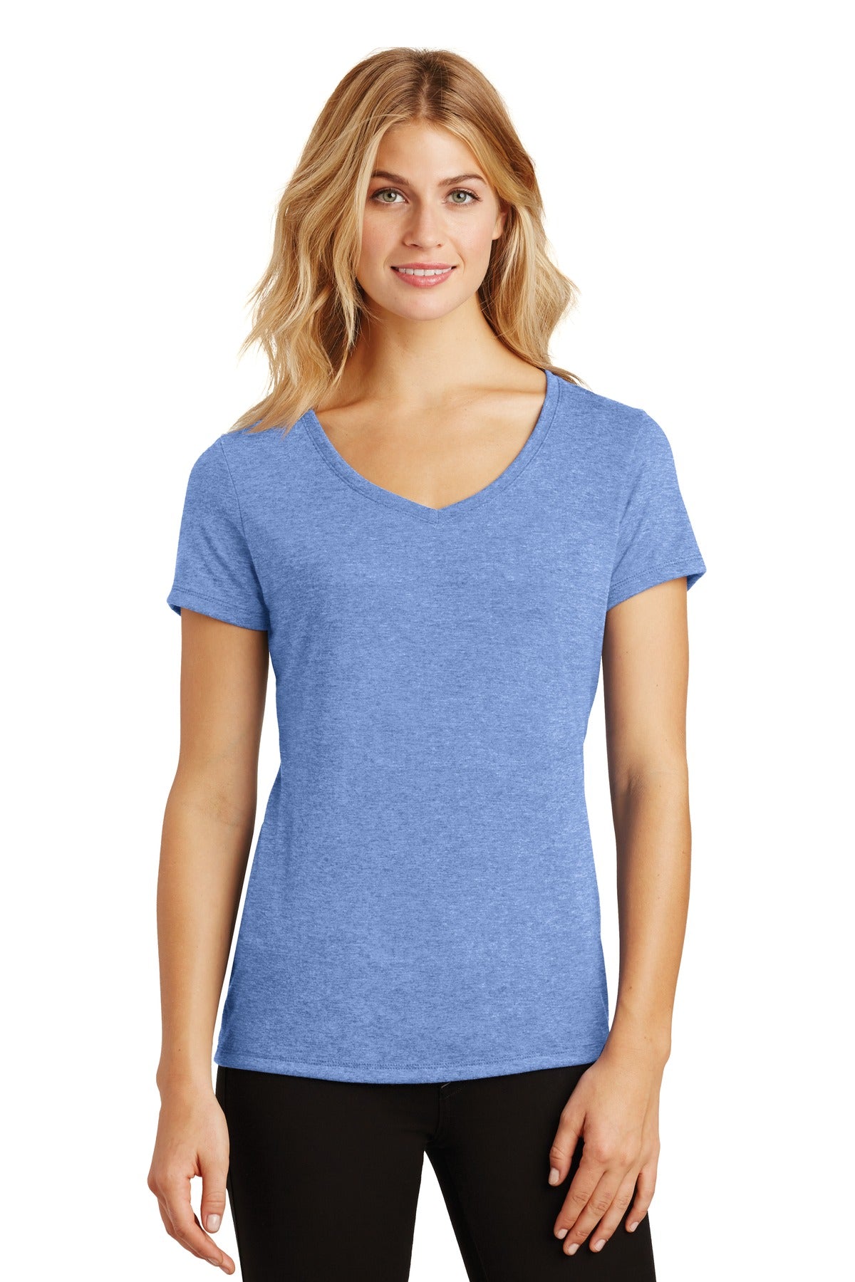 District Women's Perfect Tri V-Neck Tee. DM1350L 1of2 Womens Apparel Shirts & Tops