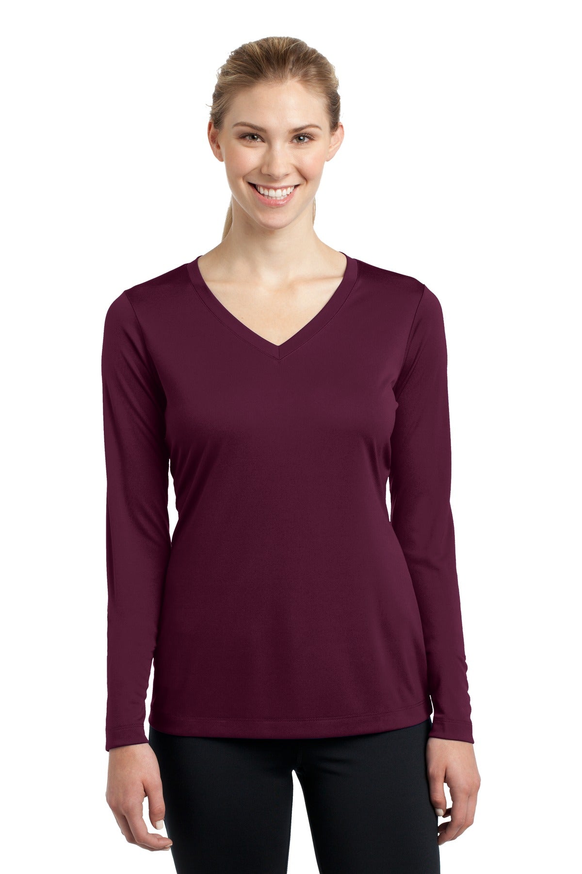Sport-Tek Ladies Long Sleeve PosiCharge Competitor V-Neck Tee. LST353LS 1of2