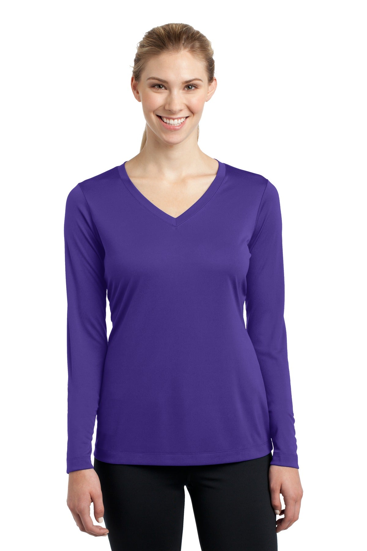 Sport-Tek Ladies Long Sleeve PosiCharge Competitor V-Neck Tee. LST353LS 1of2