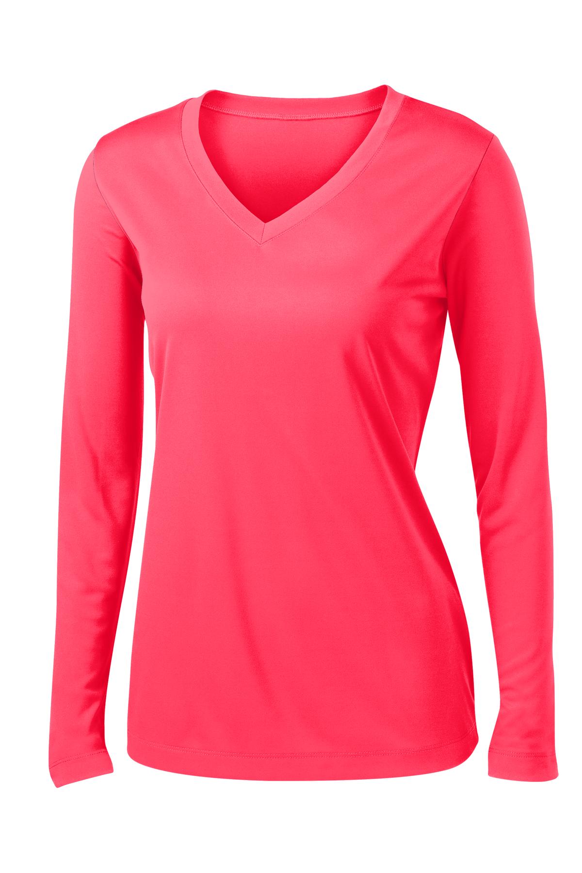 Sport-Tek Women's Long Sleeve PosiCharge Competitor V-Neck Tee LST353LS Womens Apparel Shirts & Tops