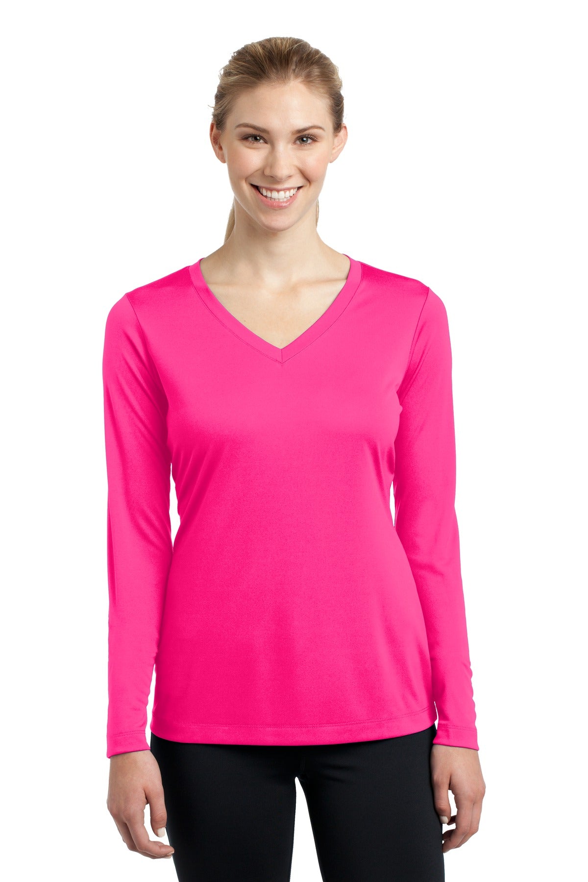 Sport-Tek Ladies Long Sleeve PosiCharge Competitor V-Neck Tee. LST353LS 1of2