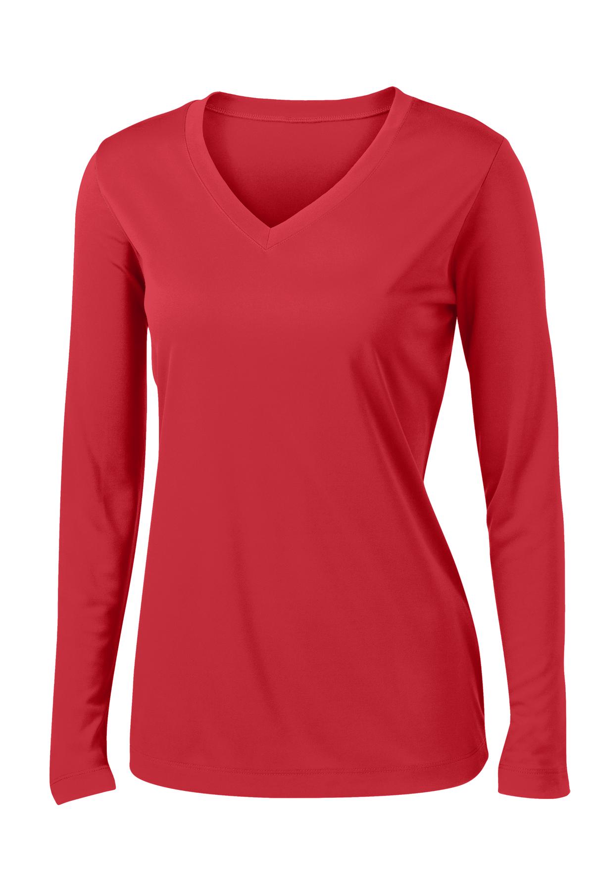 Sport-Tek Women's Long Sleeve PosiCharge Competitor V-Neck Tee LST353LS Womens Apparel Shirts & Tops