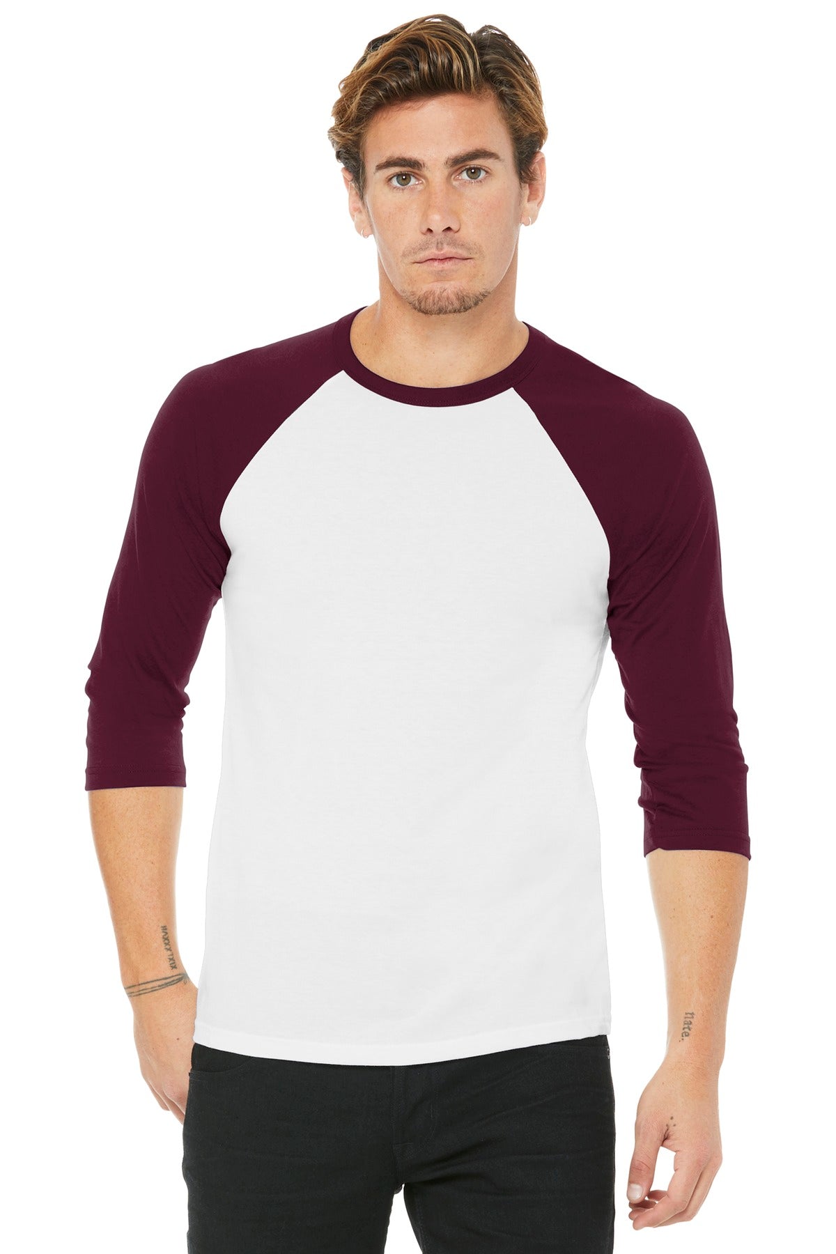 BELLA+CANVAS Men's 3/4-Sleeve Baseball Tee. BC3200 Mens Apparel Shirts & Tops