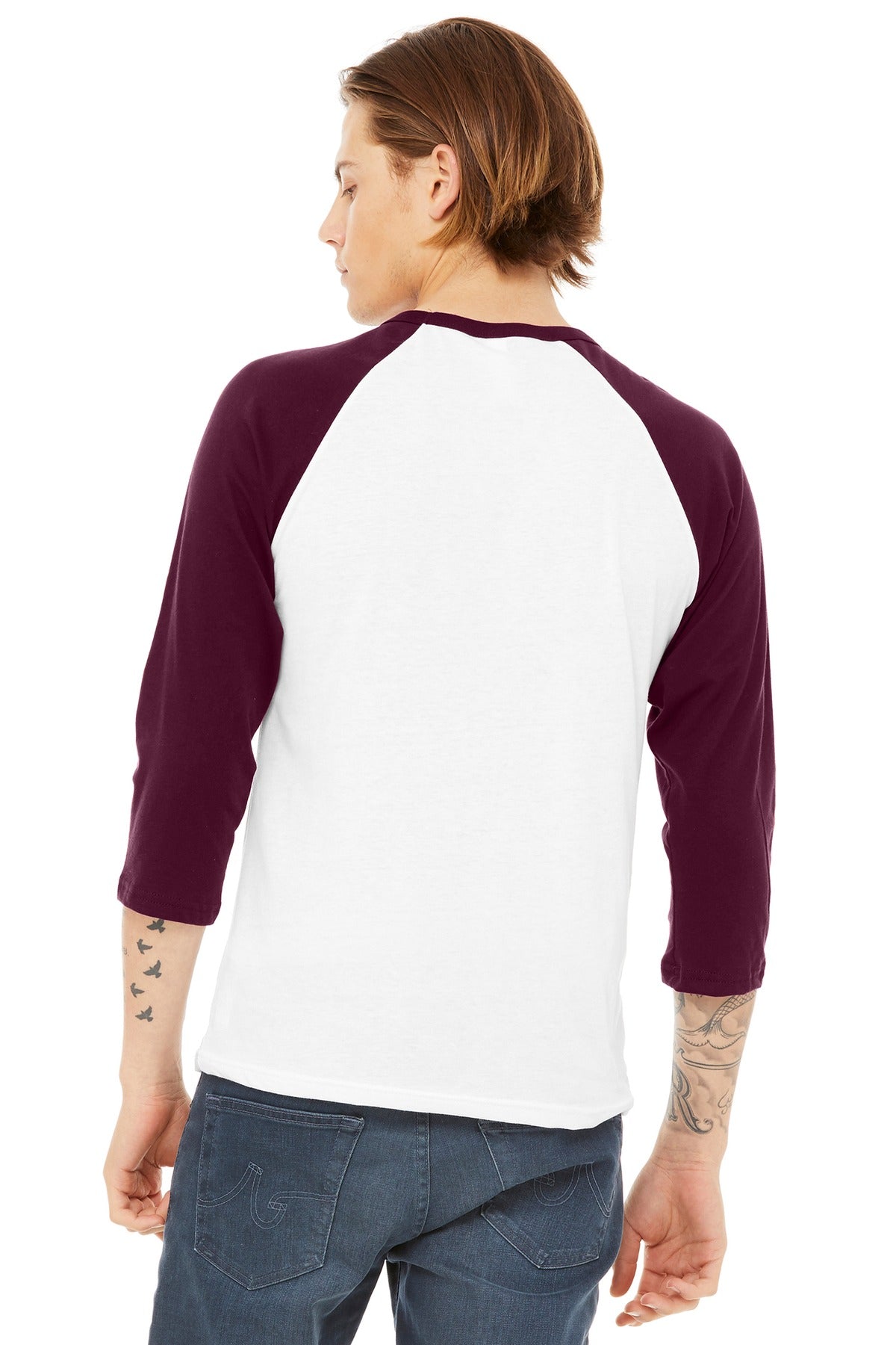BELLA+CANVAS Men's 3/4-Sleeve Baseball Tee. BC3200 Mens Apparel Shirts & Tops