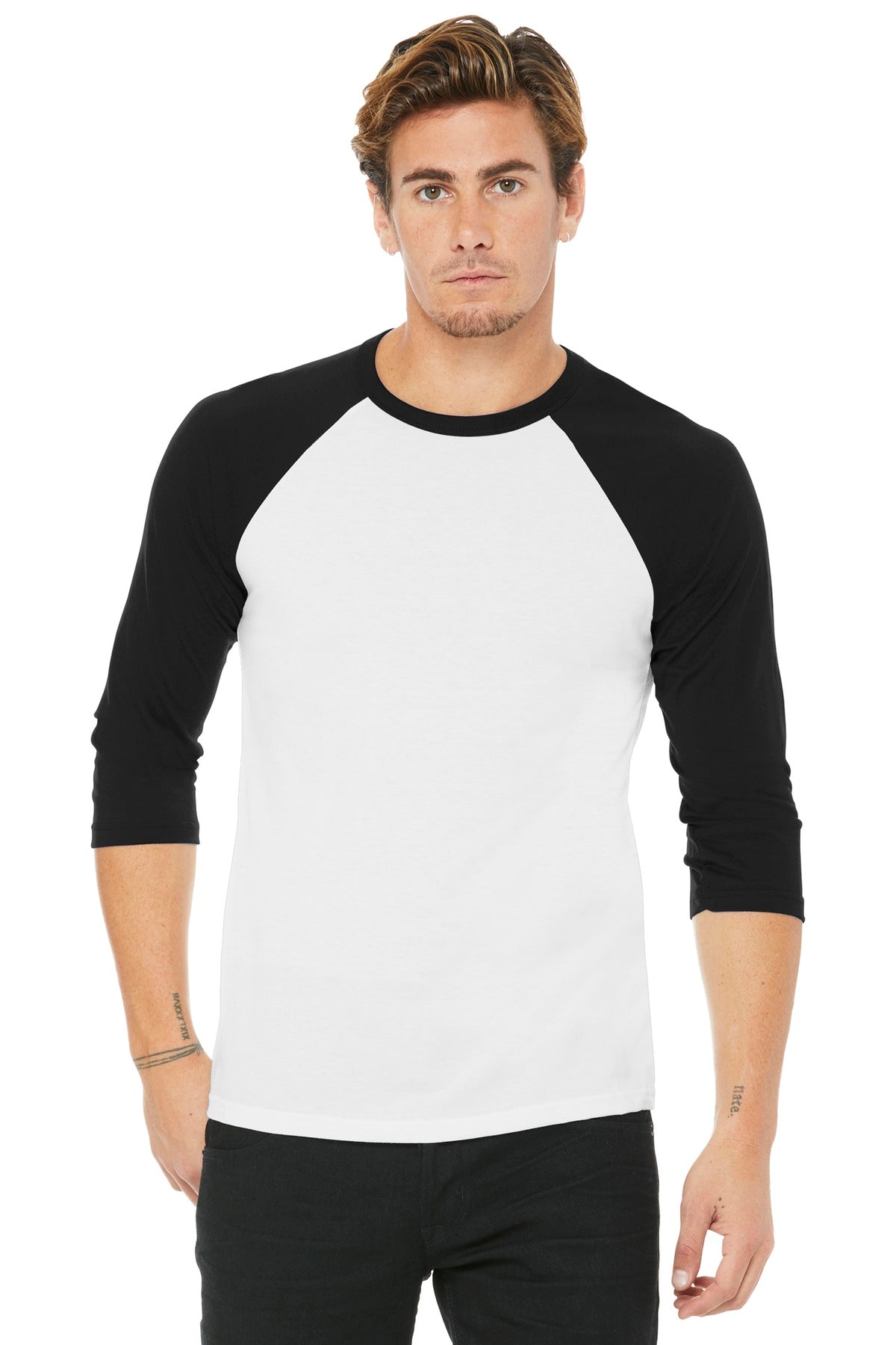 BELLA+CANVAS Men's 3/4-Sleeve Baseball Tee. BC3200 Mens Apparel Shirts & Tops