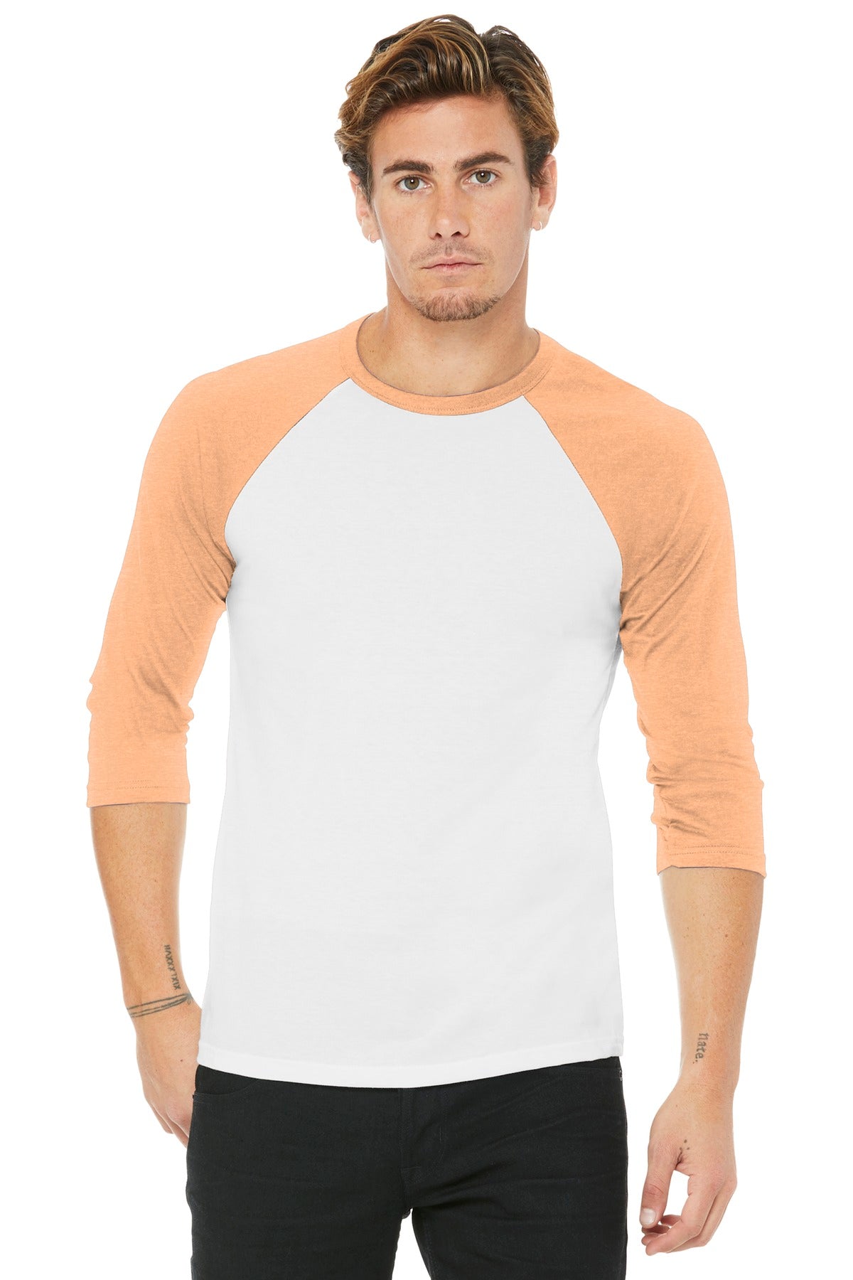 BELLA+CANVAS Men's 3/4-Sleeve Baseball Tee. BC3200 Mens Apparel Shirts & Tops
