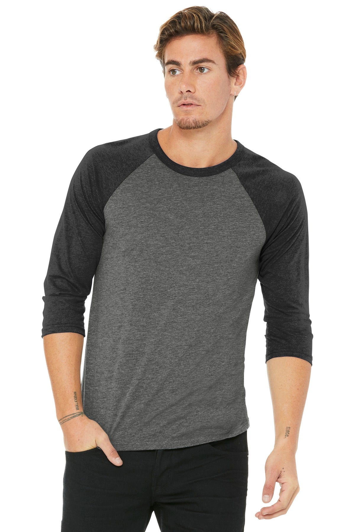 BELLA+CANVAS Men's 3/4-Sleeve Baseball Tee. BC3200 Mens Apparel Shirts & Tops