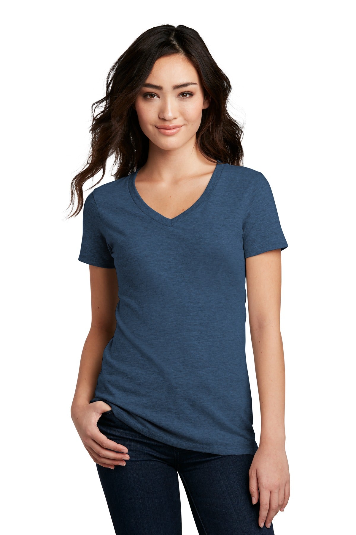 District Women's Perfect Blend V-Neck Tee. DM1190L 2 of 2 Womens Apparel Shirts & Tops