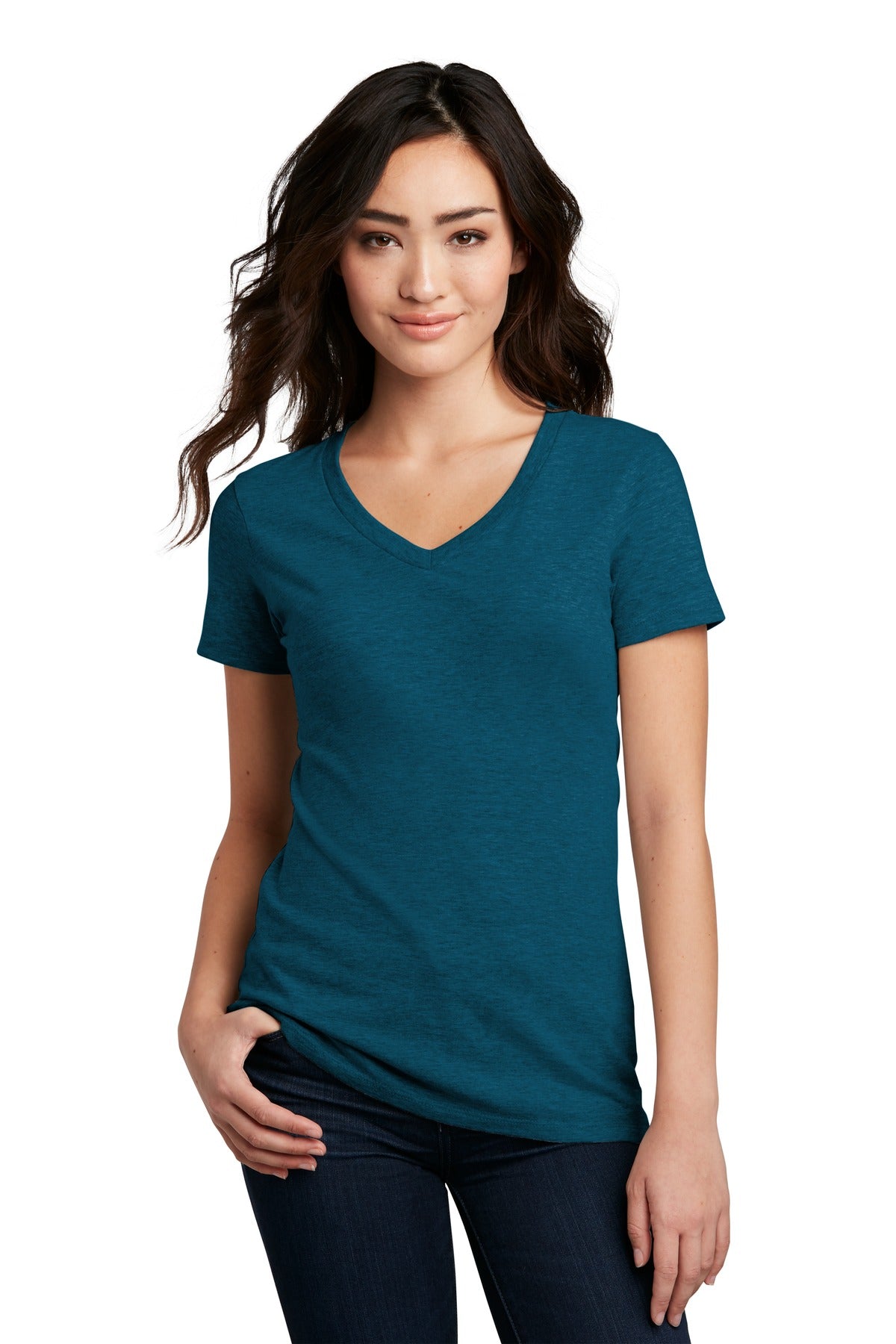 District Women's Perfect Blend V-Neck Tee. DM1190L District
