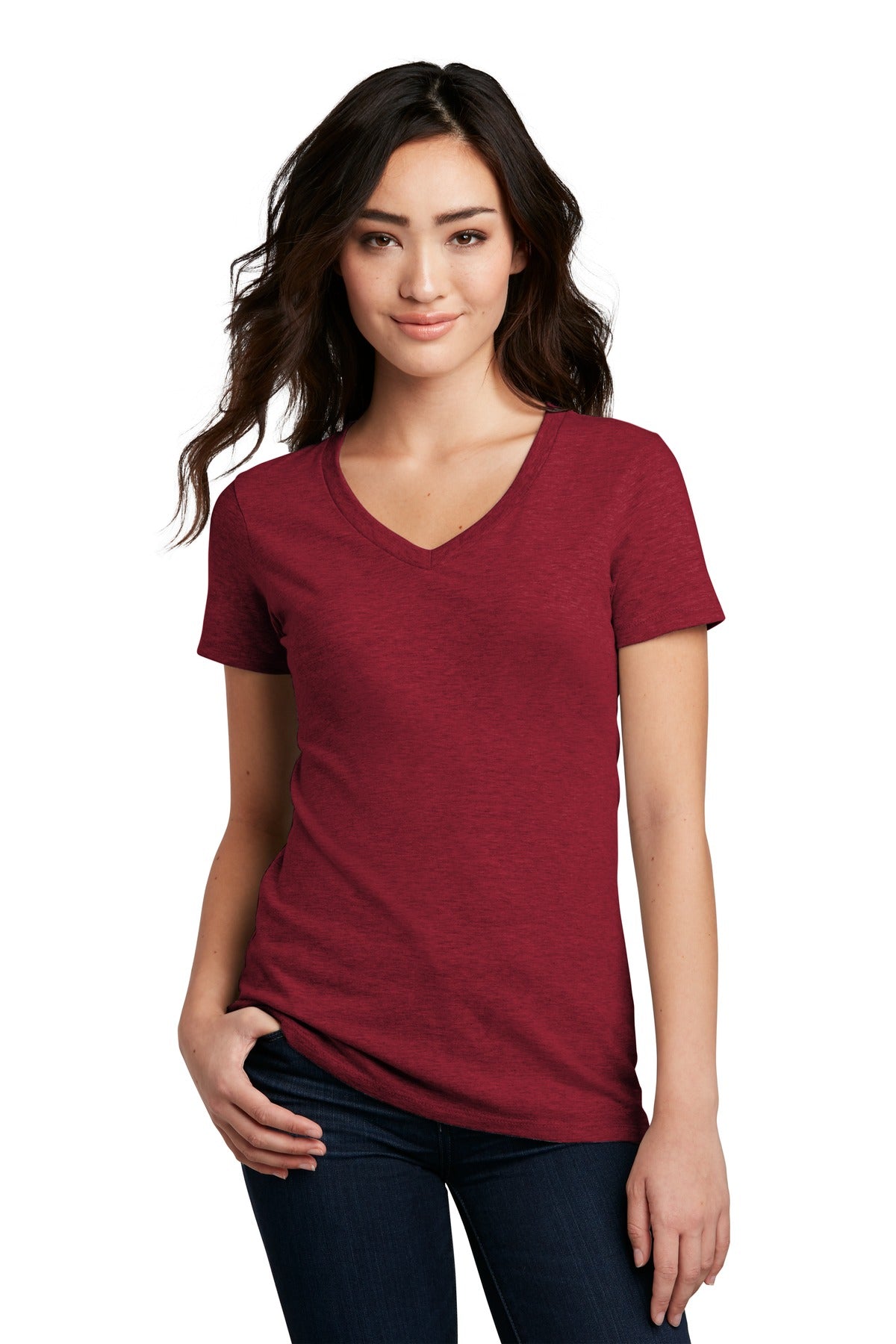 District Women's Perfect Blend V-Neck Tee. DM1190L 2 of 2 Womens Apparel Shirts & Tops