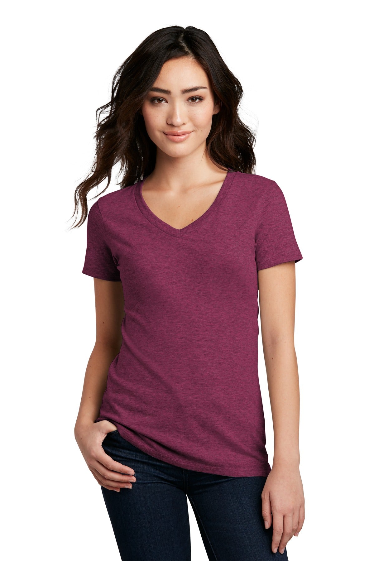 District Women's Perfect Blend V-Neck Tee. DM1190L 2 of 2 Womens Apparel Shirts & Tops