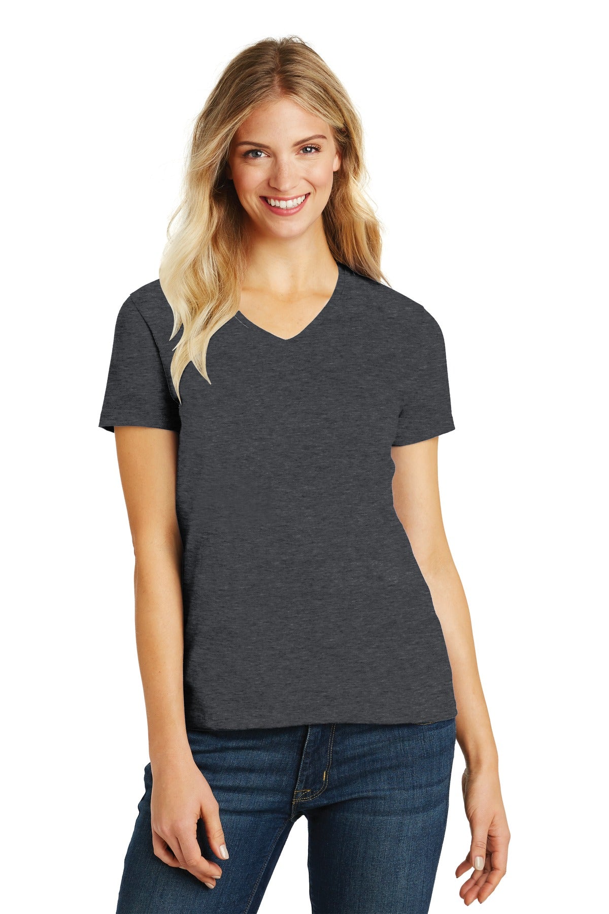 District Women's Perfect Blend V-Neck Tee. DM1190L 2 of 2 Womens Apparel Shirts & Tops