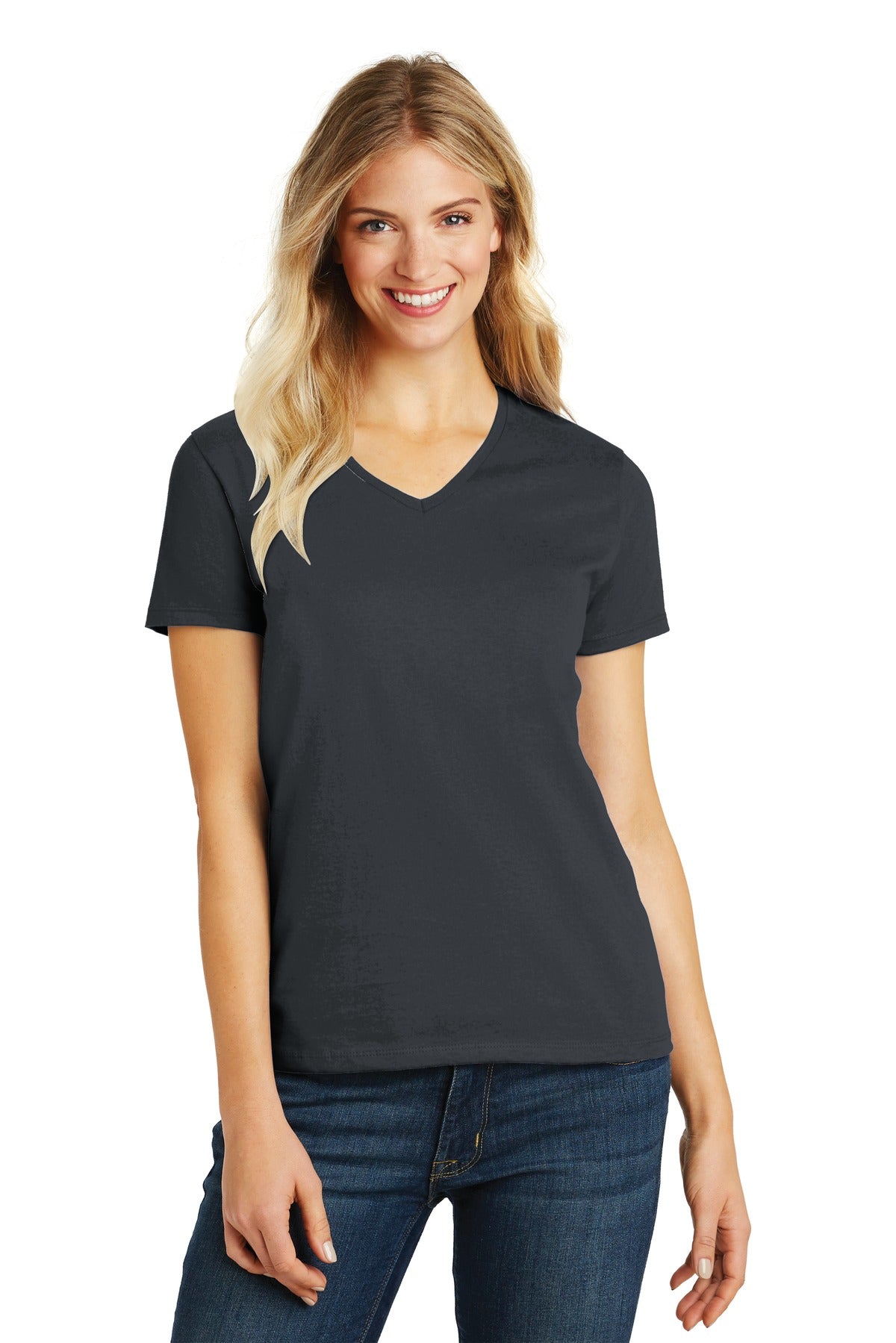 District Women's Perfect Blend V-Neck Tee. DM1190L District