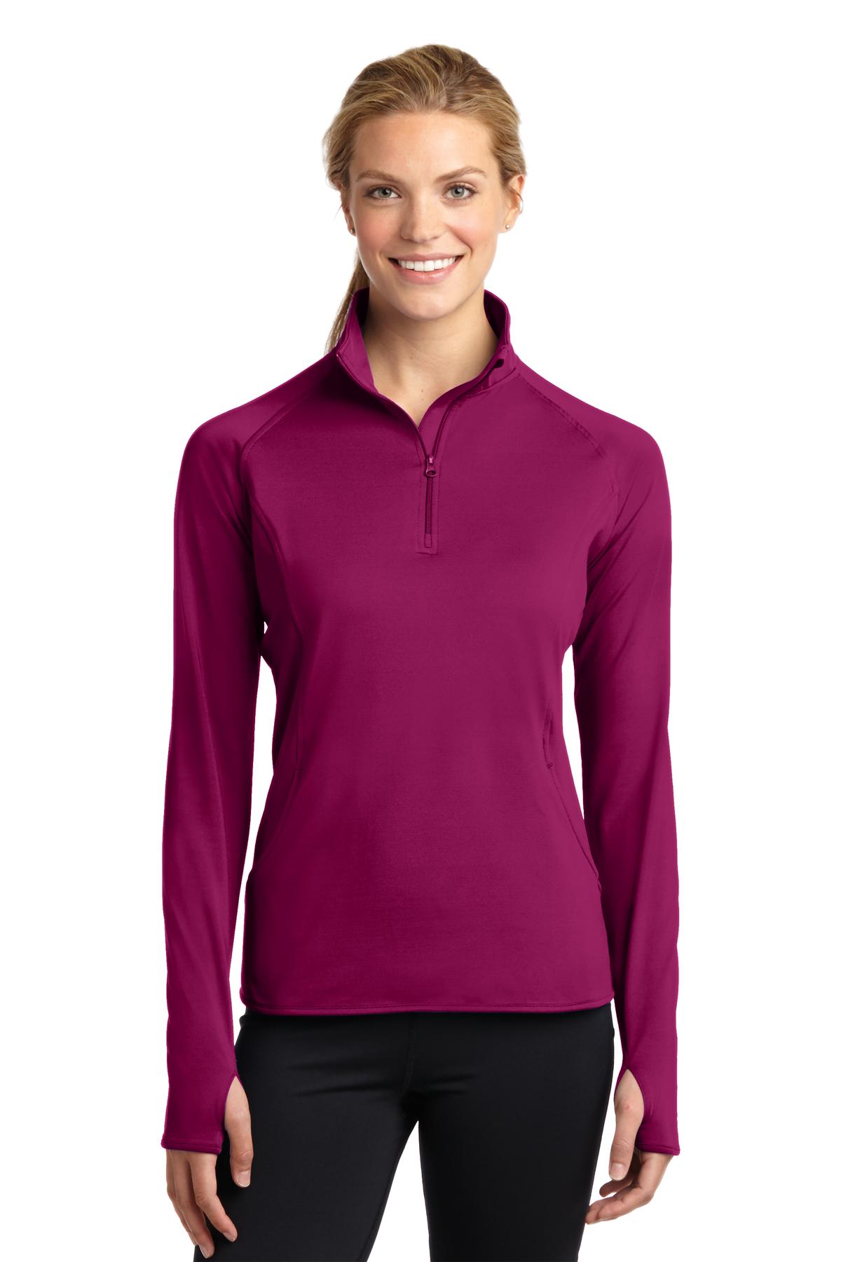 Sport-Tek Ladies Sport-Wick Stretch 1/2-Zip Pullover. LST850 1 of 2 Womens Apparel Sweatshirts & Fleece