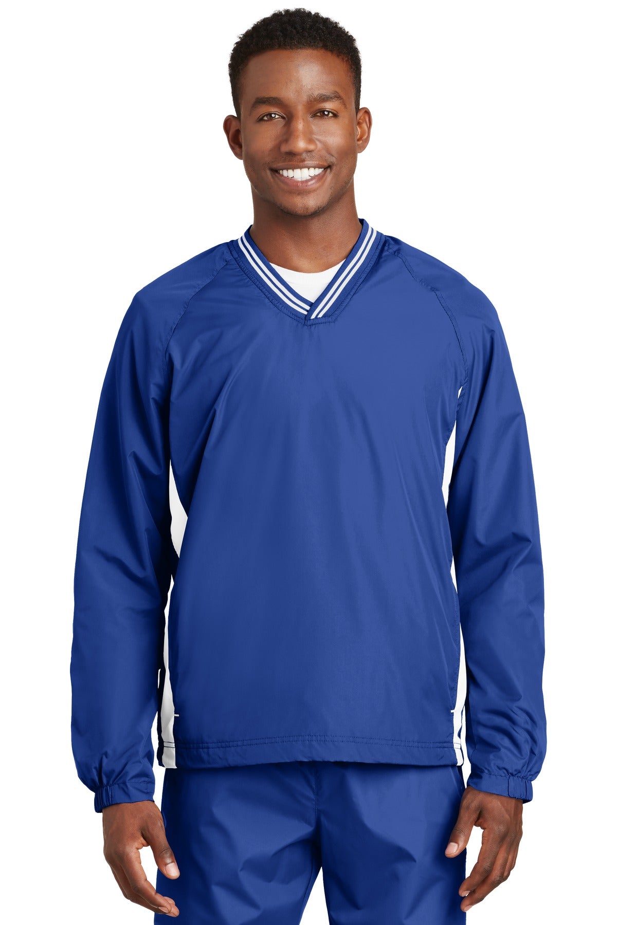 Sport-Tek Men's Tipped V-Neck Raglan Wind Shirt Mens Apparel Sweatshirts & Fleece