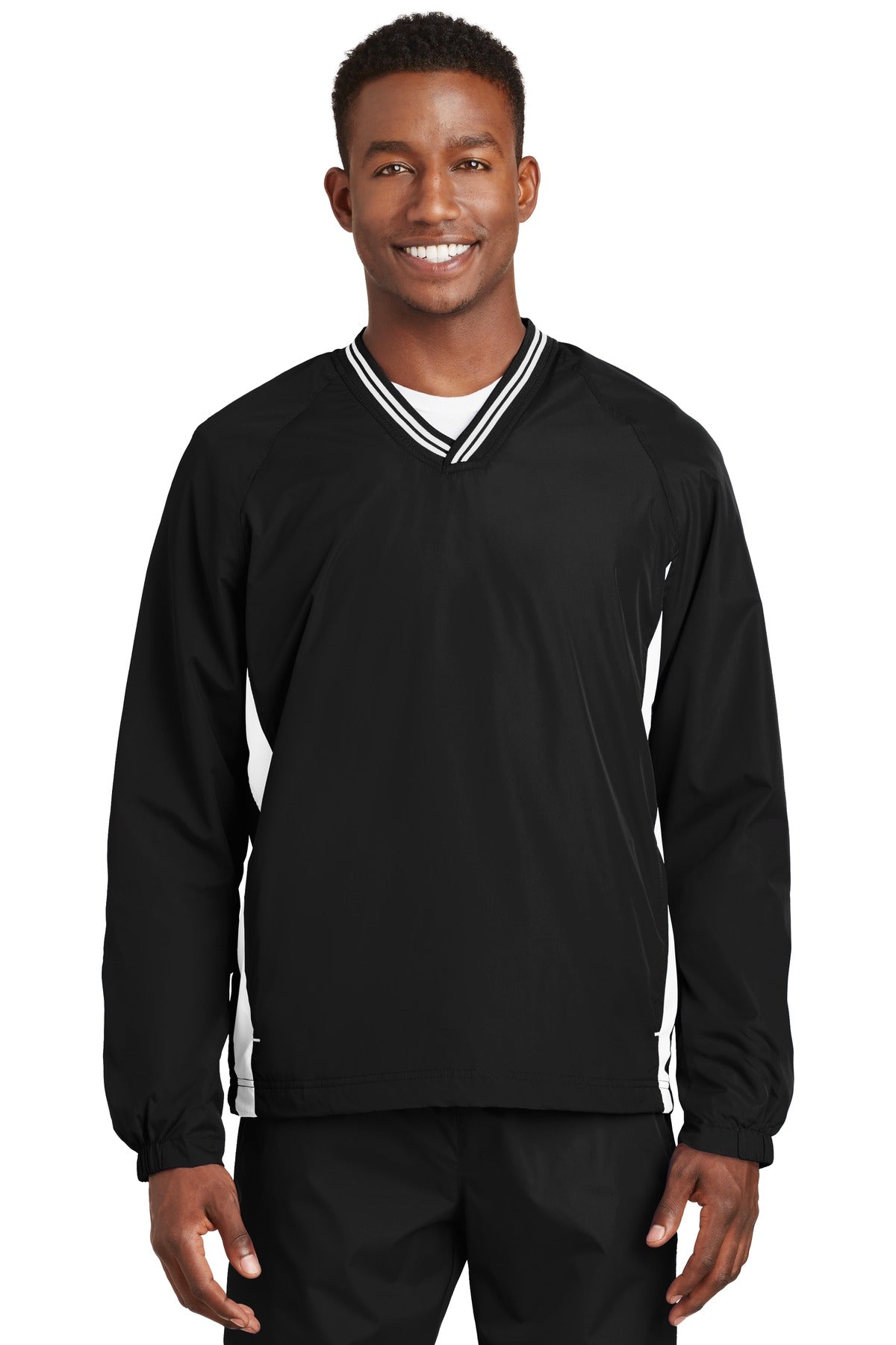 Sport-Tek Men's Tipped V-Neck Raglan Wind Shirt Mens Apparel Sweatshirts & Fleece