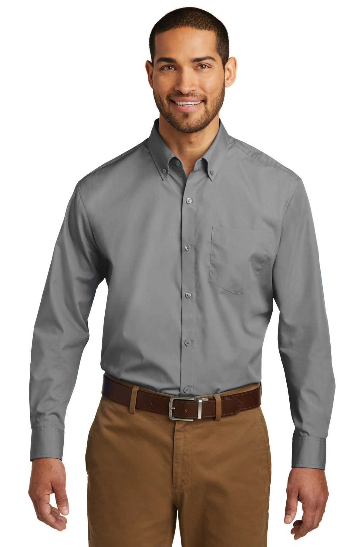 Port Authority Men's Long Sleeve Carefree Poplin Shirt. W100 Mens Apparel Shirts & Tops