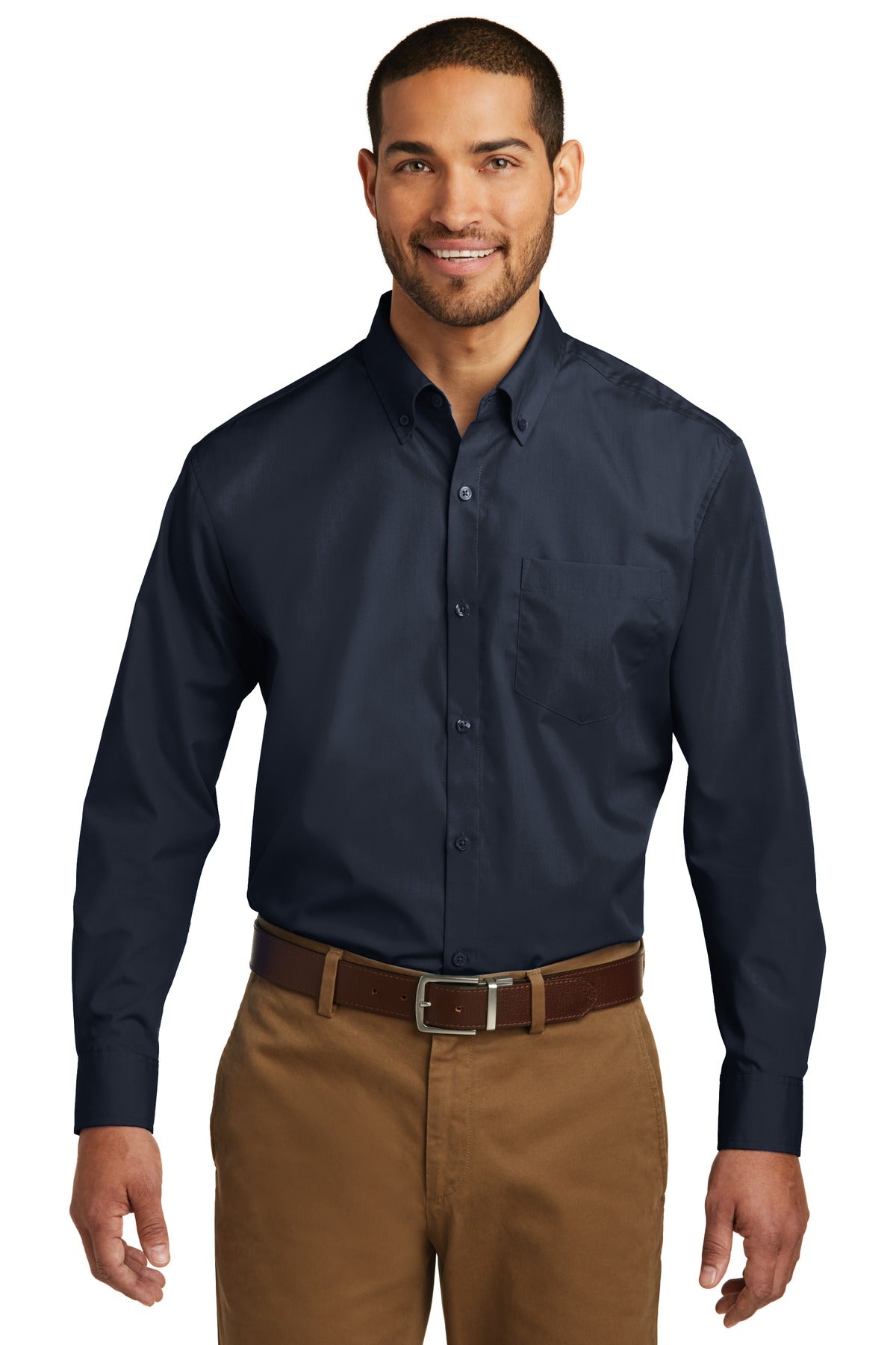 Port Authority Men's Long Sleeve Carefree Poplin Shirt. W100 Mens Apparel Shirts & Tops