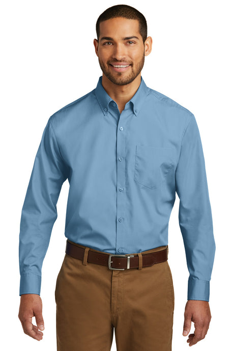 Port Authority Men's Long Sleeve Carefree Poplin Shirt. W100 Mens Apparel Shirts & Tops