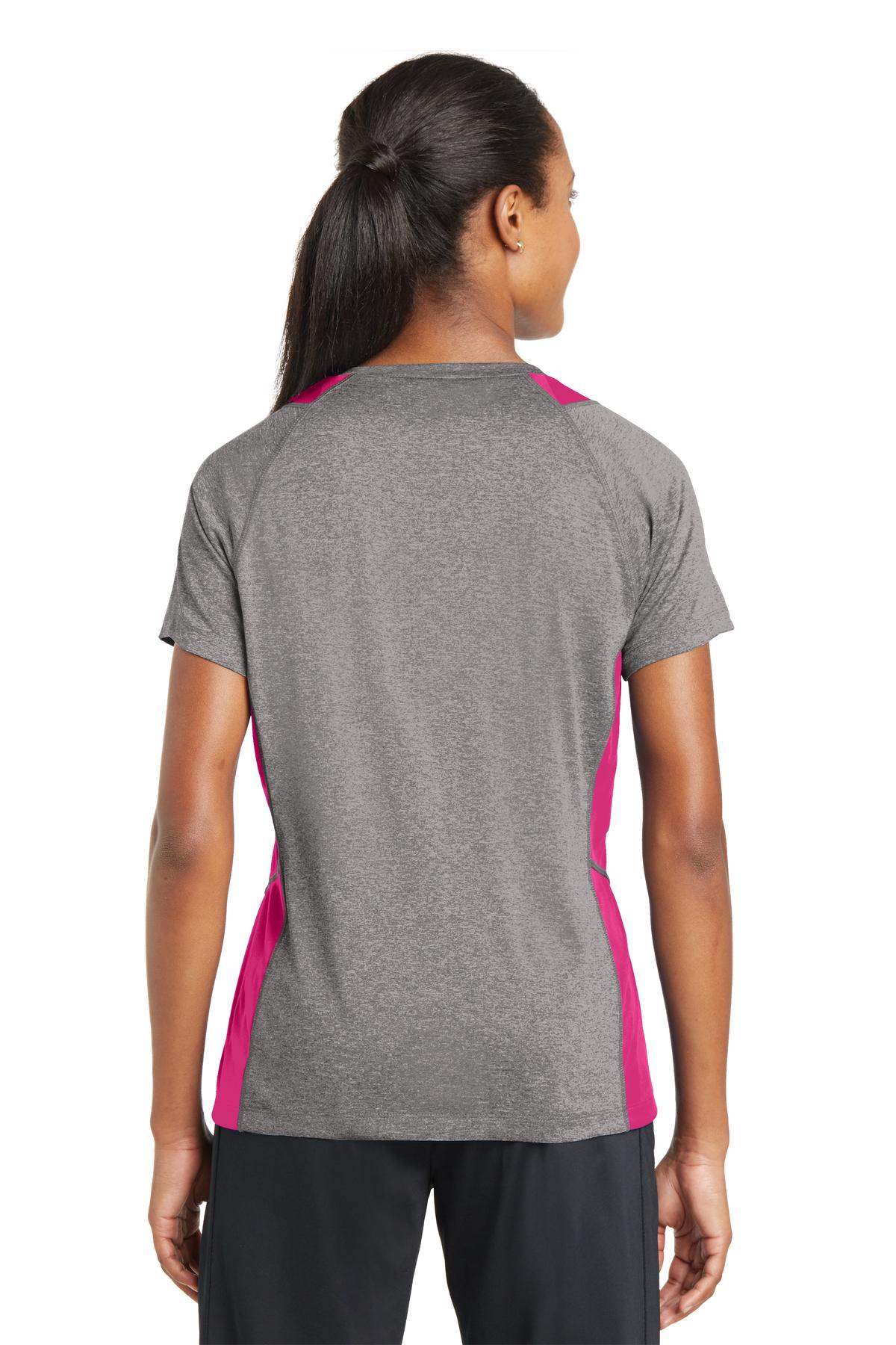 Sport-Tek Women's Heather Colorblock Contender V-Neck Tee LST361 Womens Apparel Shirts & Tops