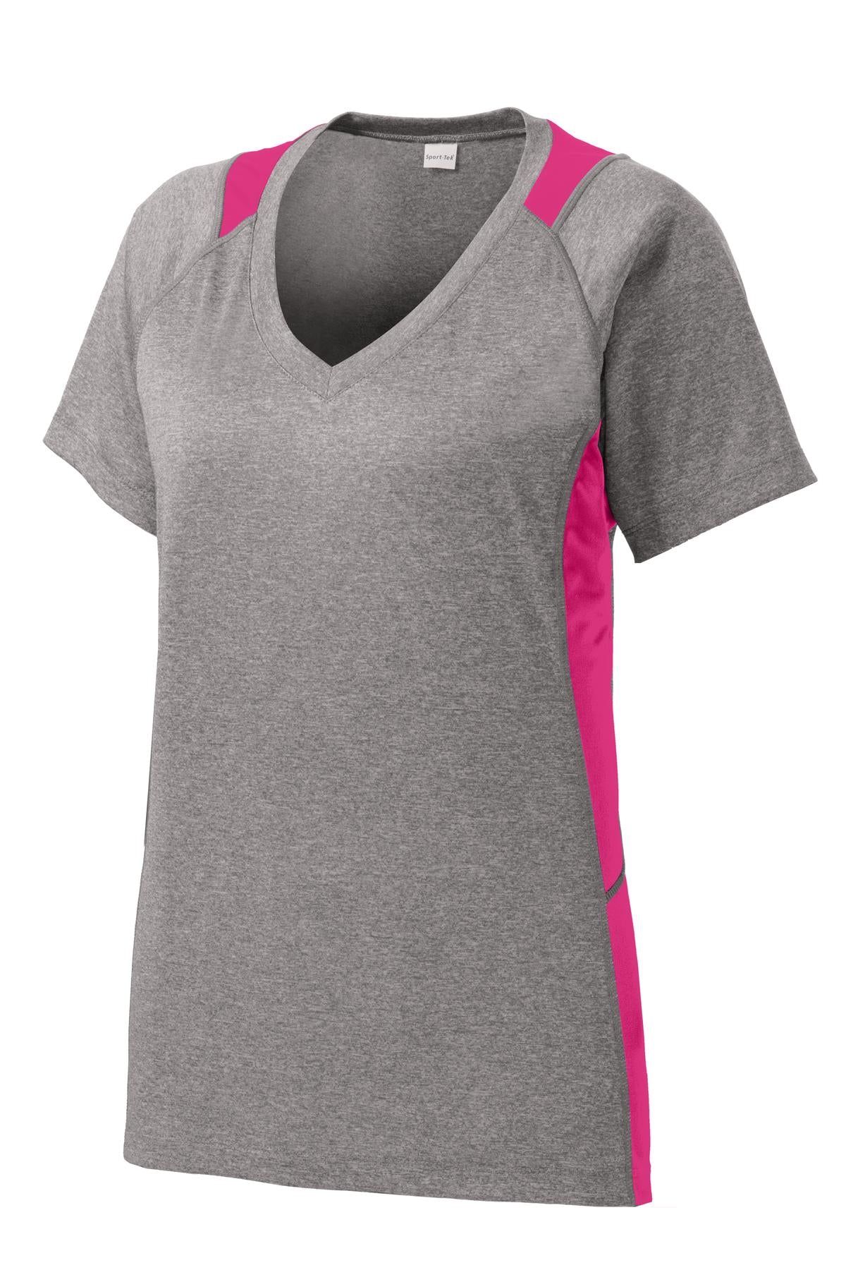 Sport-Tek Women's Heather Colorblock Contender V-Neck Tee LST361 Womens Apparel Shirts & Tops