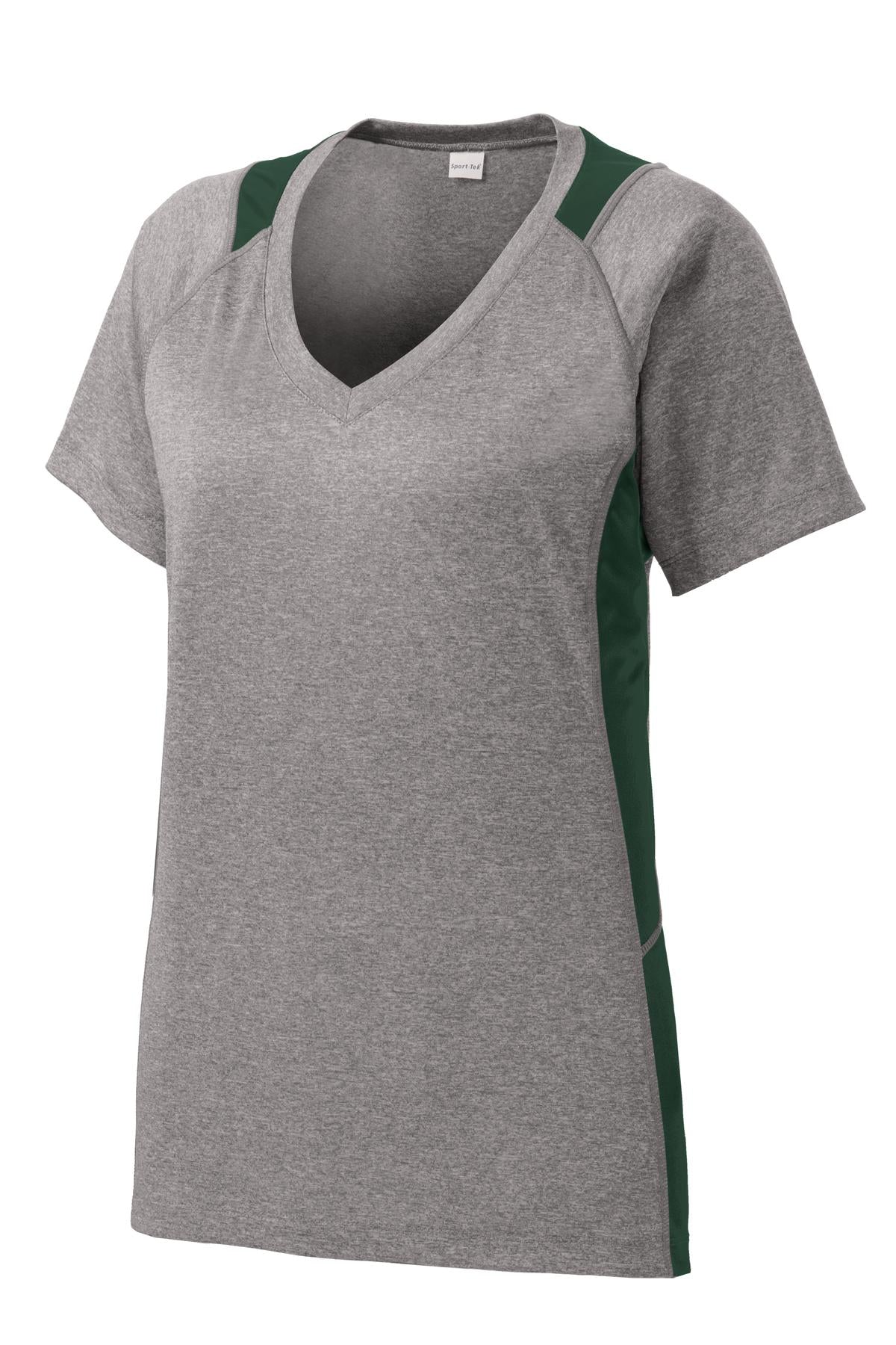 Sport-Tek Women's Heather Colorblock Contender V-Neck Tee LST361 Womens Apparel Shirts & Tops