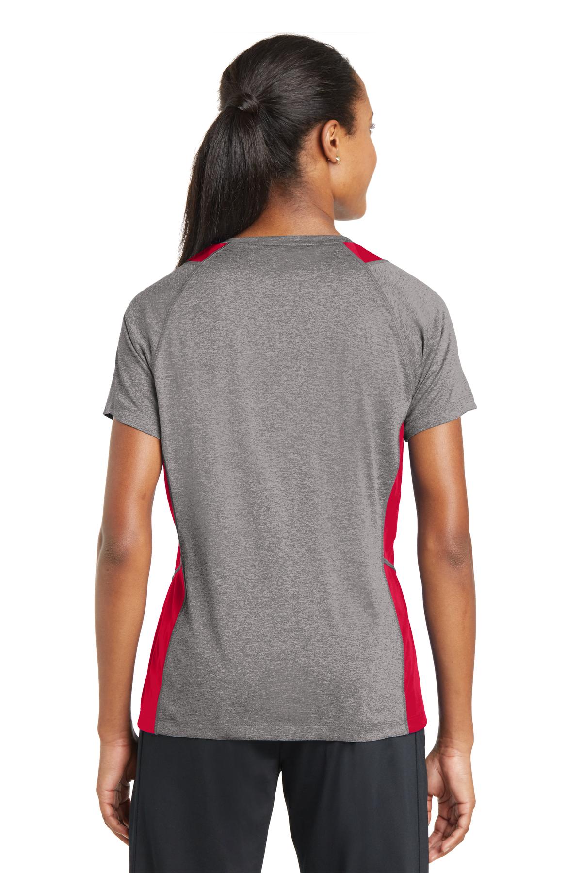 Sport-Tek Women's Heather Colorblock Contender V-Neck Tee LST361 Womens Apparel Shirts & Tops
