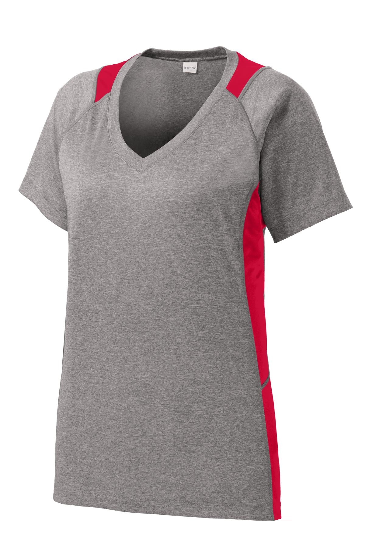 Sport-Tek Women's Heather Colorblock Contender V-Neck Tee LST361 Womens Apparel Shirts & Tops