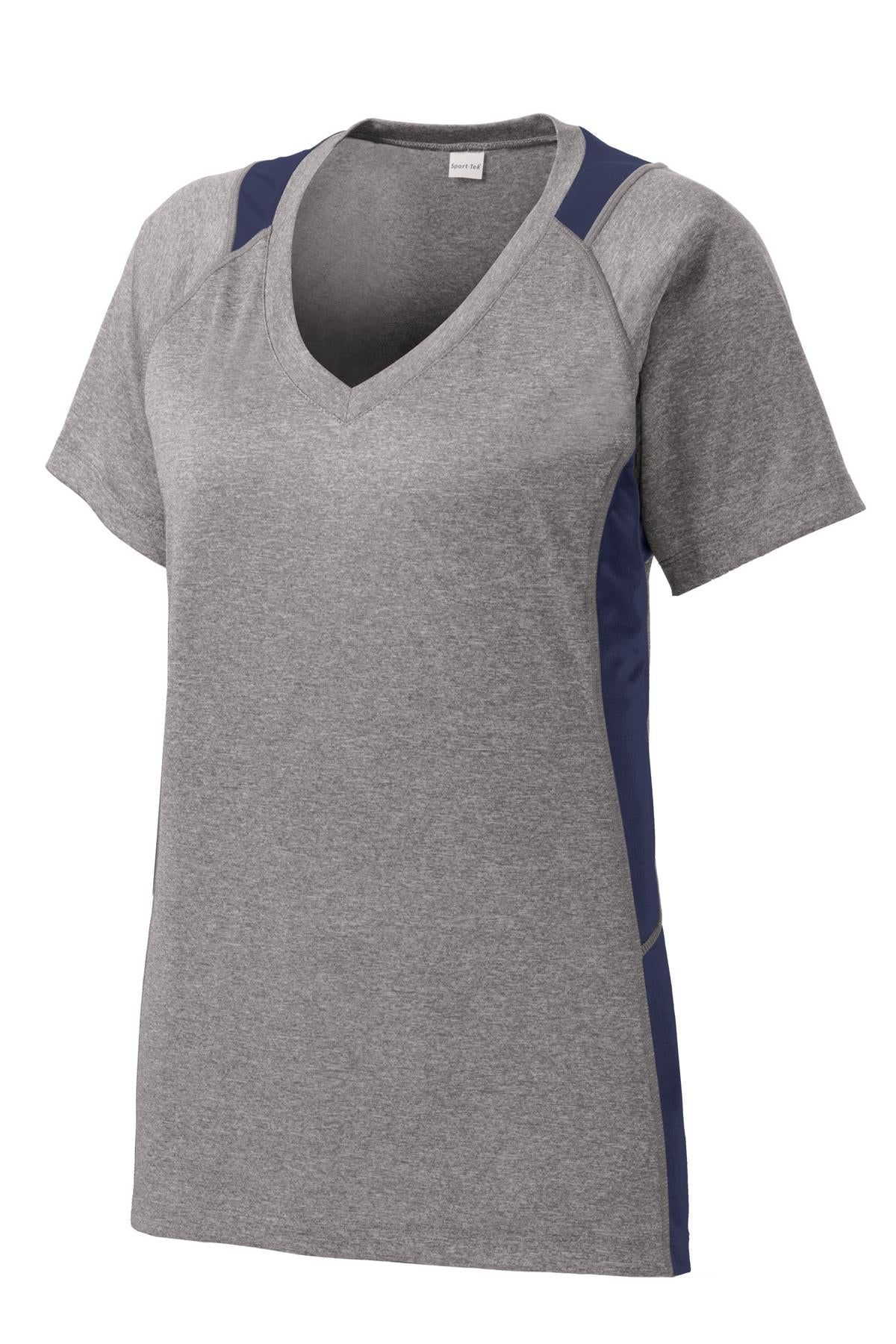 Sport-Tek Women's Heather Colorblock Contender V-Neck Tee LST361 Womens Apparel Shirts & Tops