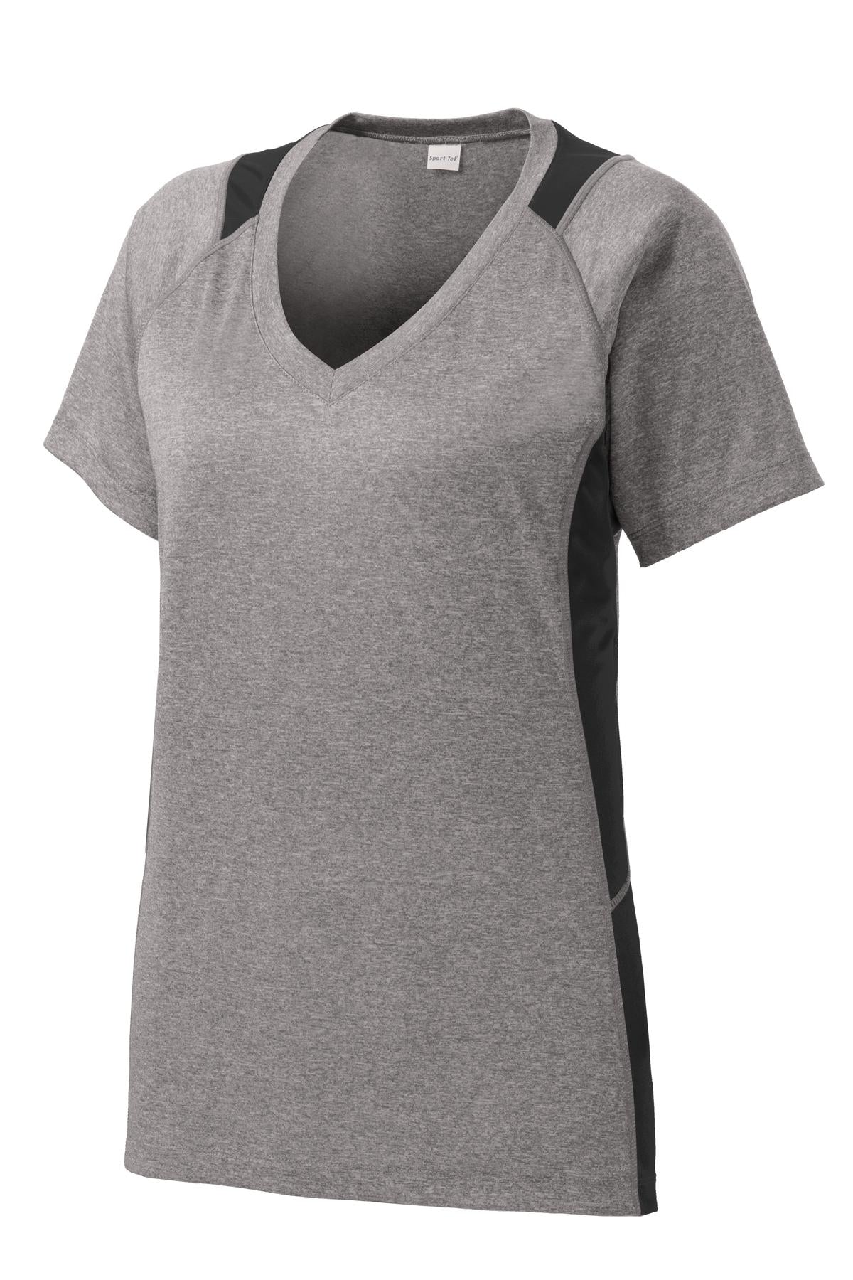 Sport-Tek Women's Heather Colorblock Contender V-Neck Tee LST361 Womens Apparel Shirts & Tops