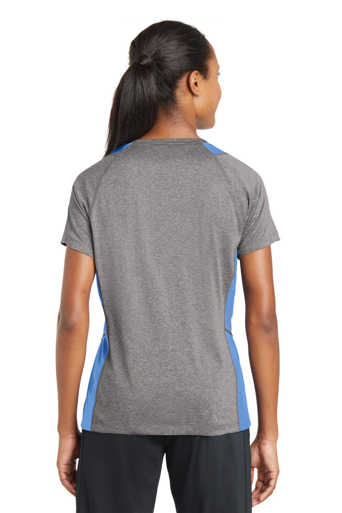 Sport-Tek Women's Heather Colorblock Contender V-Neck Tee LST361 Womens Apparel Shirts & Tops
