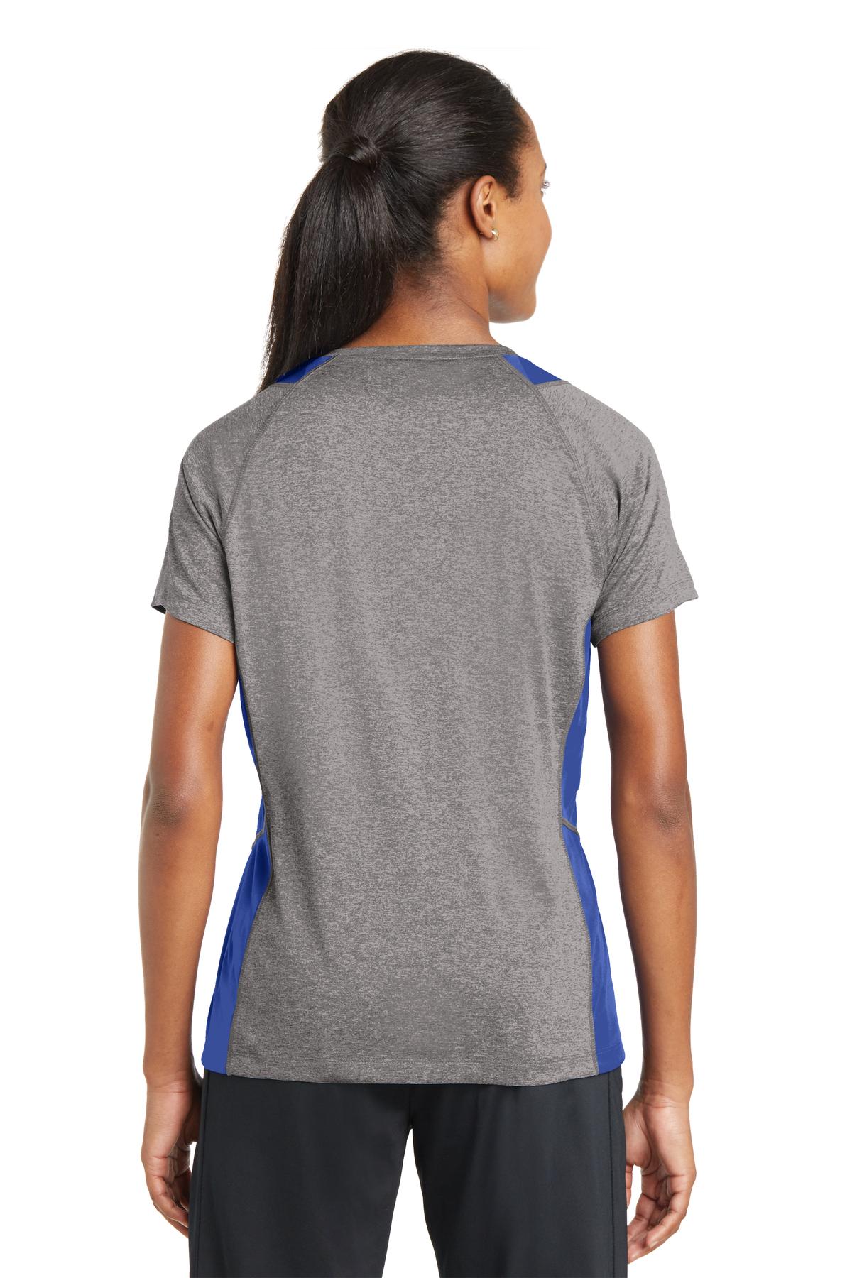 Sport-Tek Women's Heather Colorblock Contender V-Neck Tee LST361 Womens Apparel Shirts & Tops