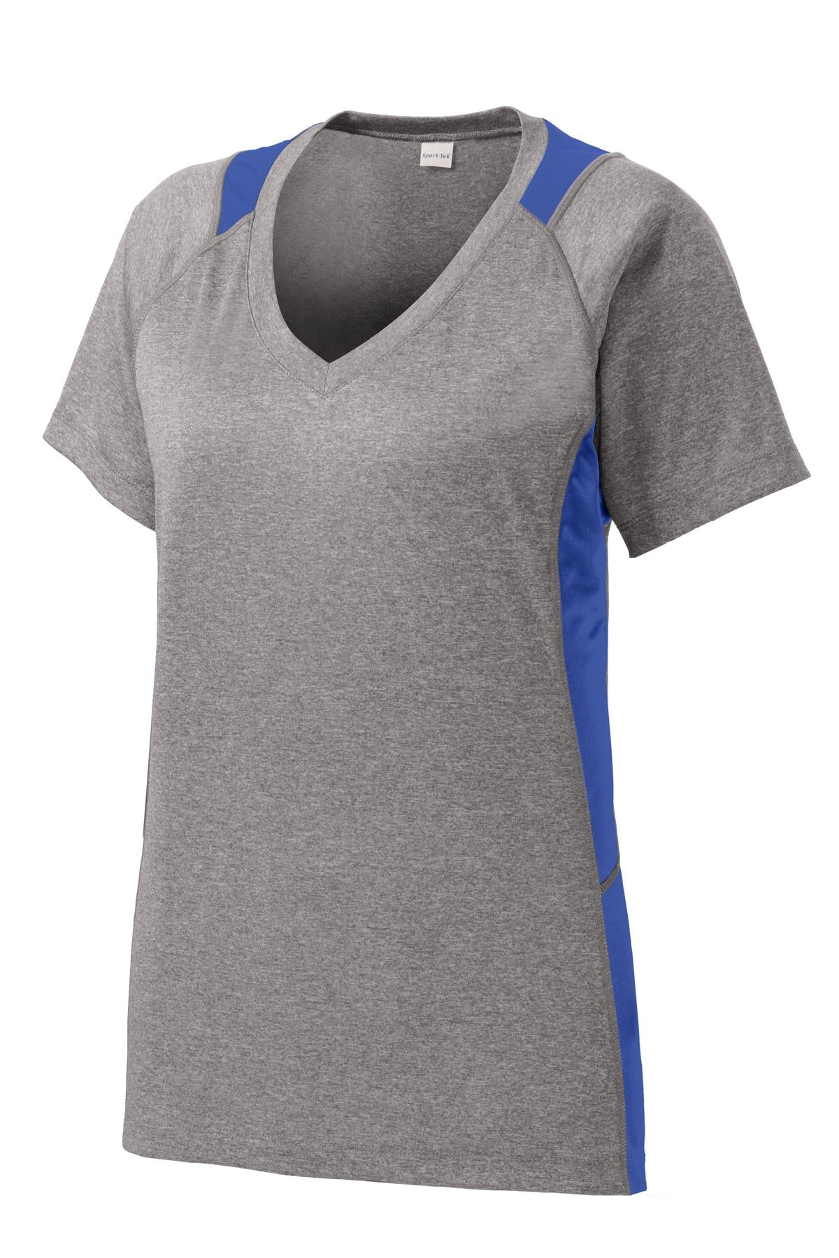 Sport-Tek Women's Heather Colorblock Contender V-Neck Tee LST361 Womens Apparel Shirts & Tops