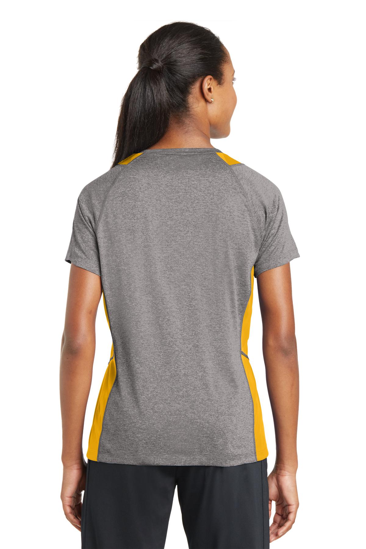 Sport-Tek Women's Heather Colorblock Contender V-Neck Tee LST361 Womens Apparel Shirts & Tops