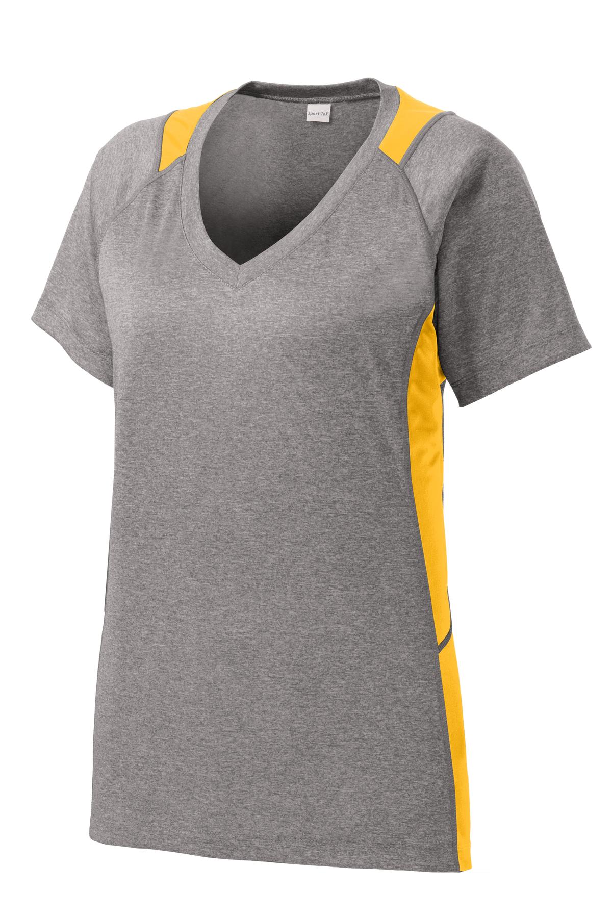 Sport-Tek Women's Heather Colorblock Contender V-Neck Tee LST361 Womens Apparel Shirts & Tops
