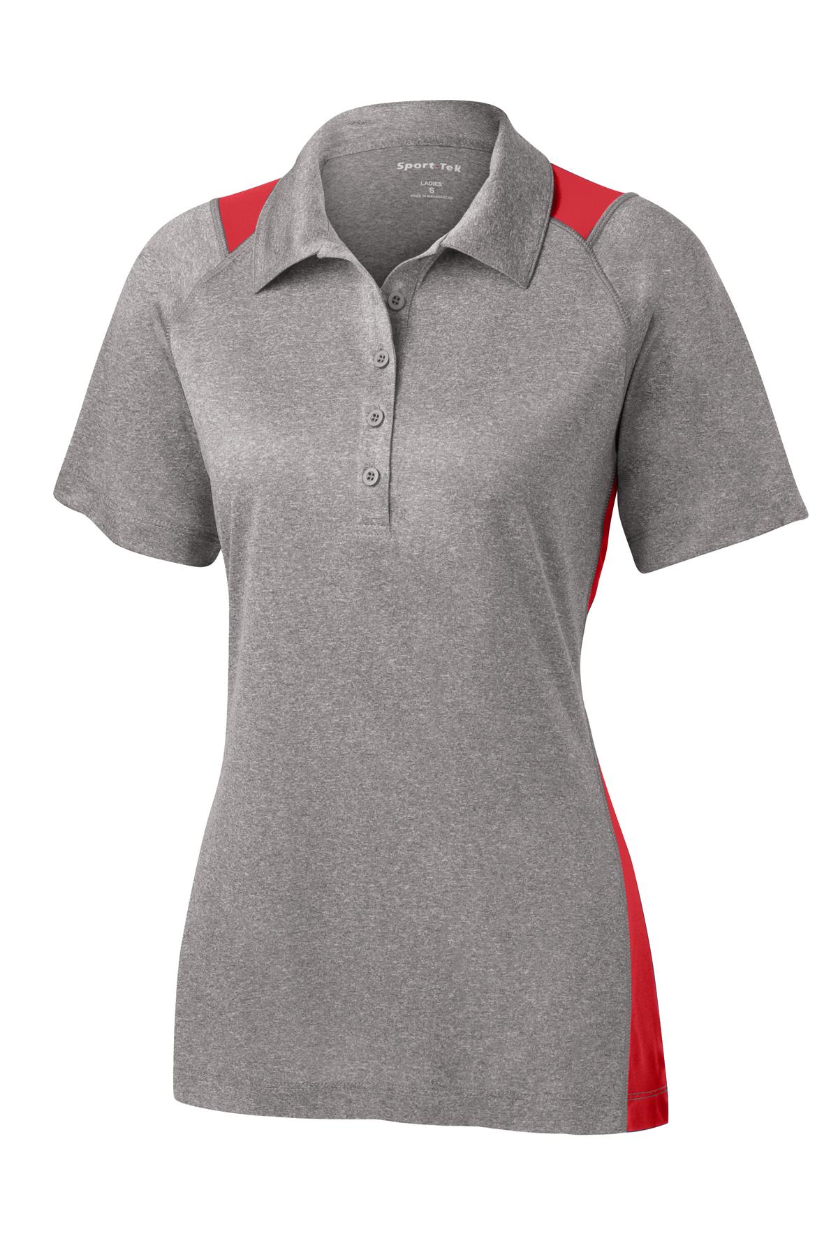Sport-Tek Women's Heather Colorblock Contender Polo. LST665 Womens Apparel Shirts & Tops