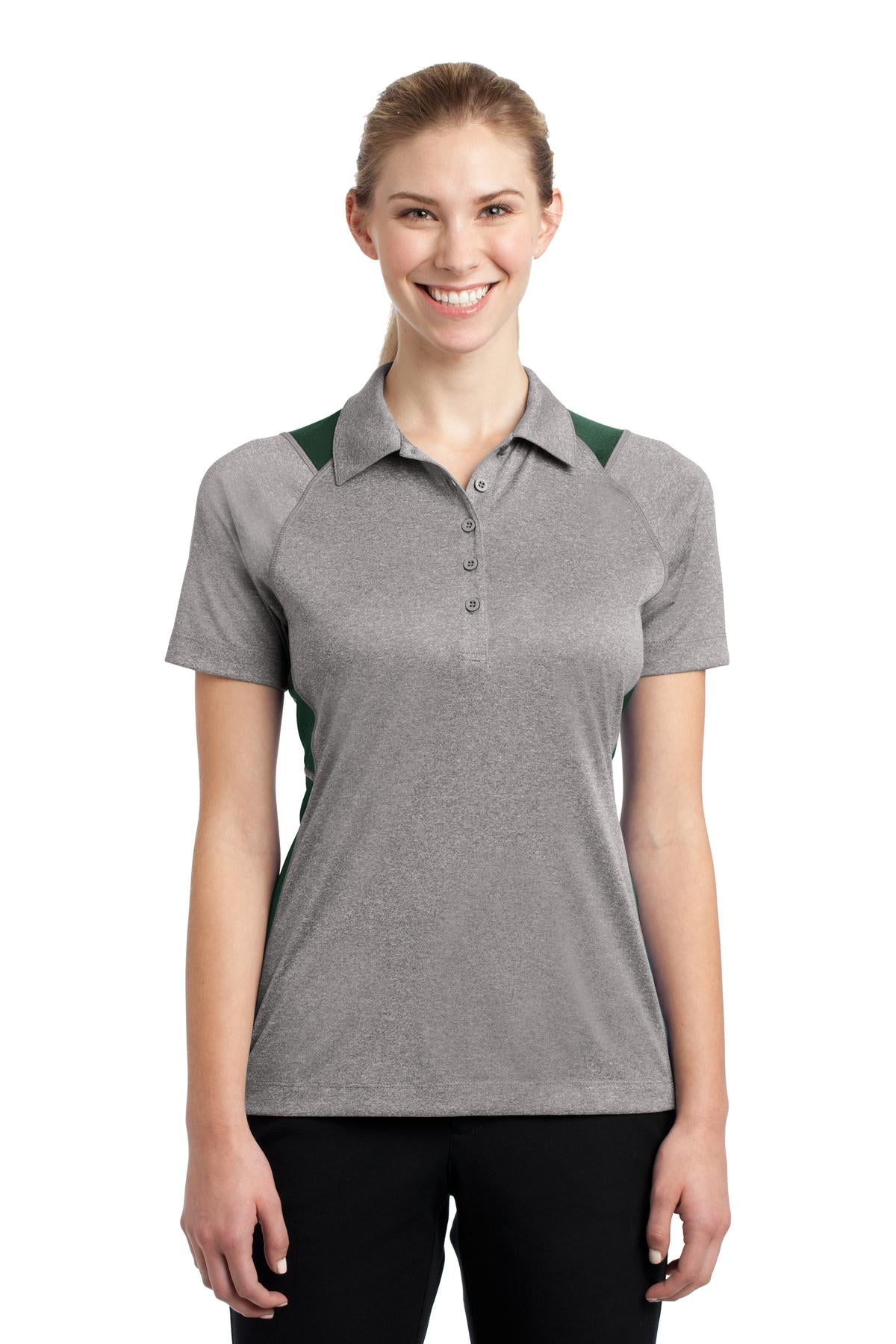Sport-Tek Women's Heather Colorblock Contender Polo. LST665 Womens Apparel Shirts & Tops