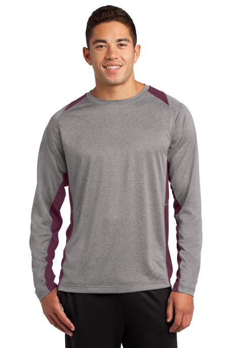 Sport-Tek Men's Long Sleeve Heather Colorblock Contender Tee Mens Apparel Shirts & Tops