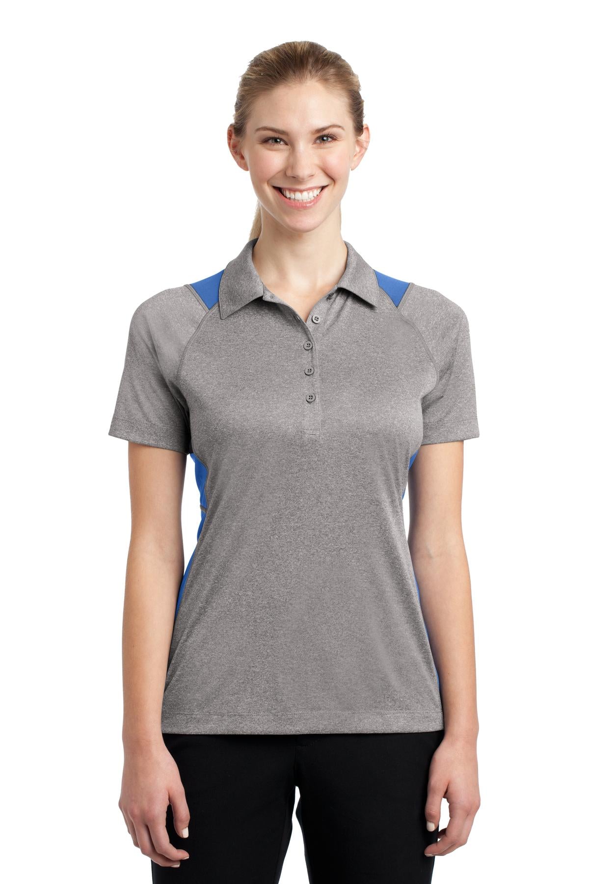 Sport-Tek Women's Heather Colorblock Contender Polo. LST665 Womens Apparel Shirts & Tops
