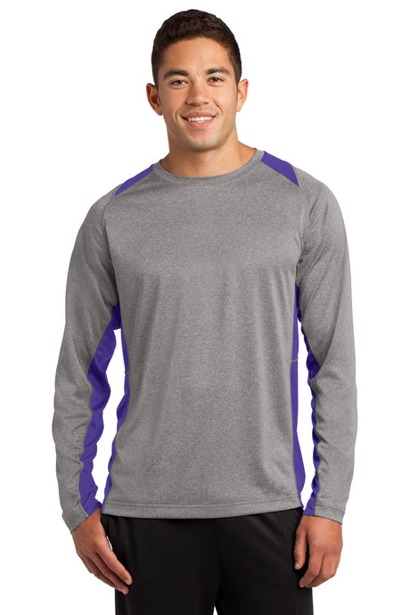 Sport-Tek Men's Long Sleeve Heather Colorblock Contender Tee Mens Apparel Shirts & Tops