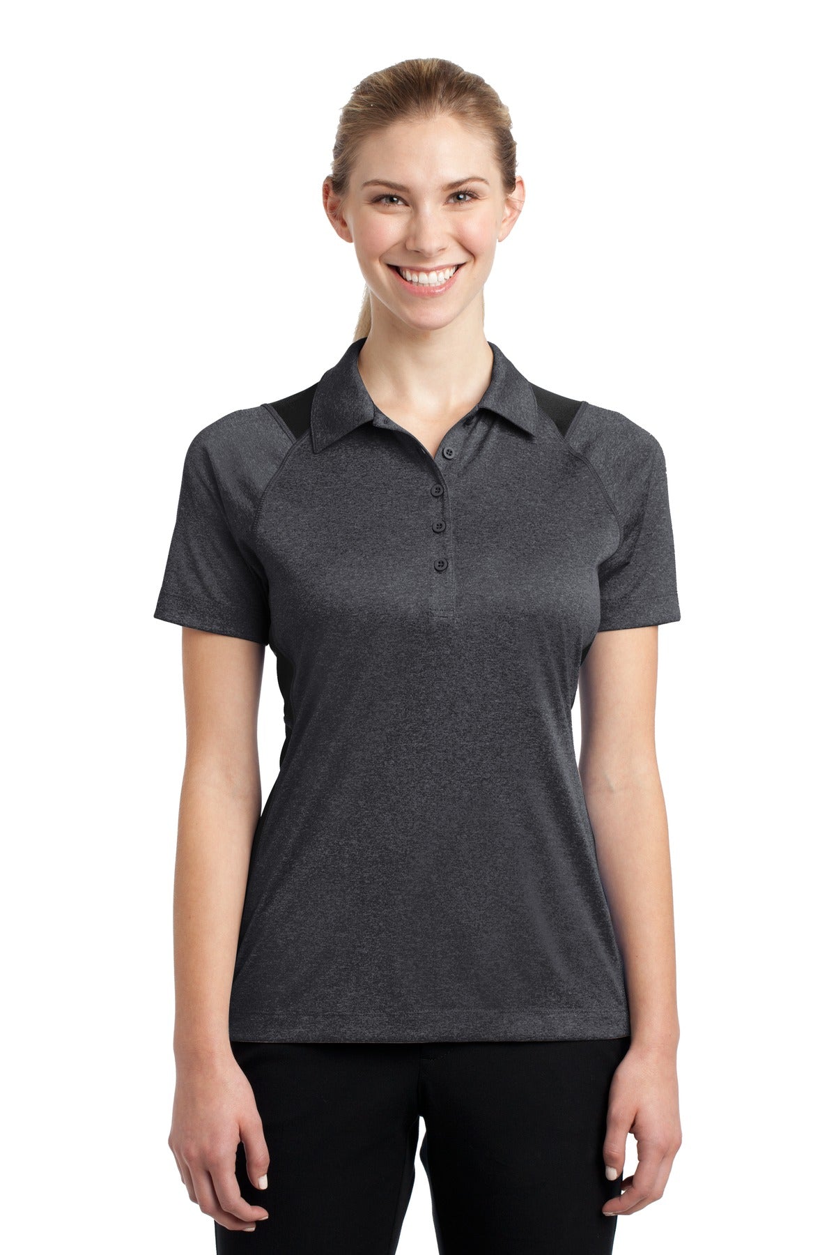 Sport-Tek Women's Heather Colorblock Contender Polo. LST665 Womens Apparel Shirts & Tops